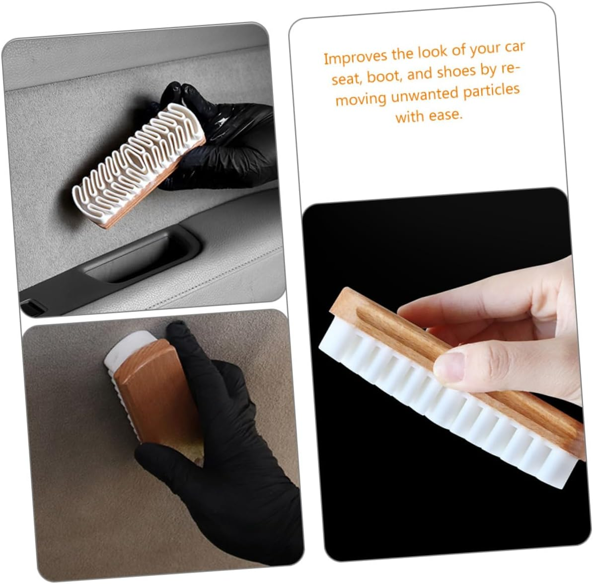 ULDIGI Car Seat Cleaning Brush Suede Leather Interior Small Brush White for Automotive Upholstery Stain Removal and Suede Shoe Care image number 3