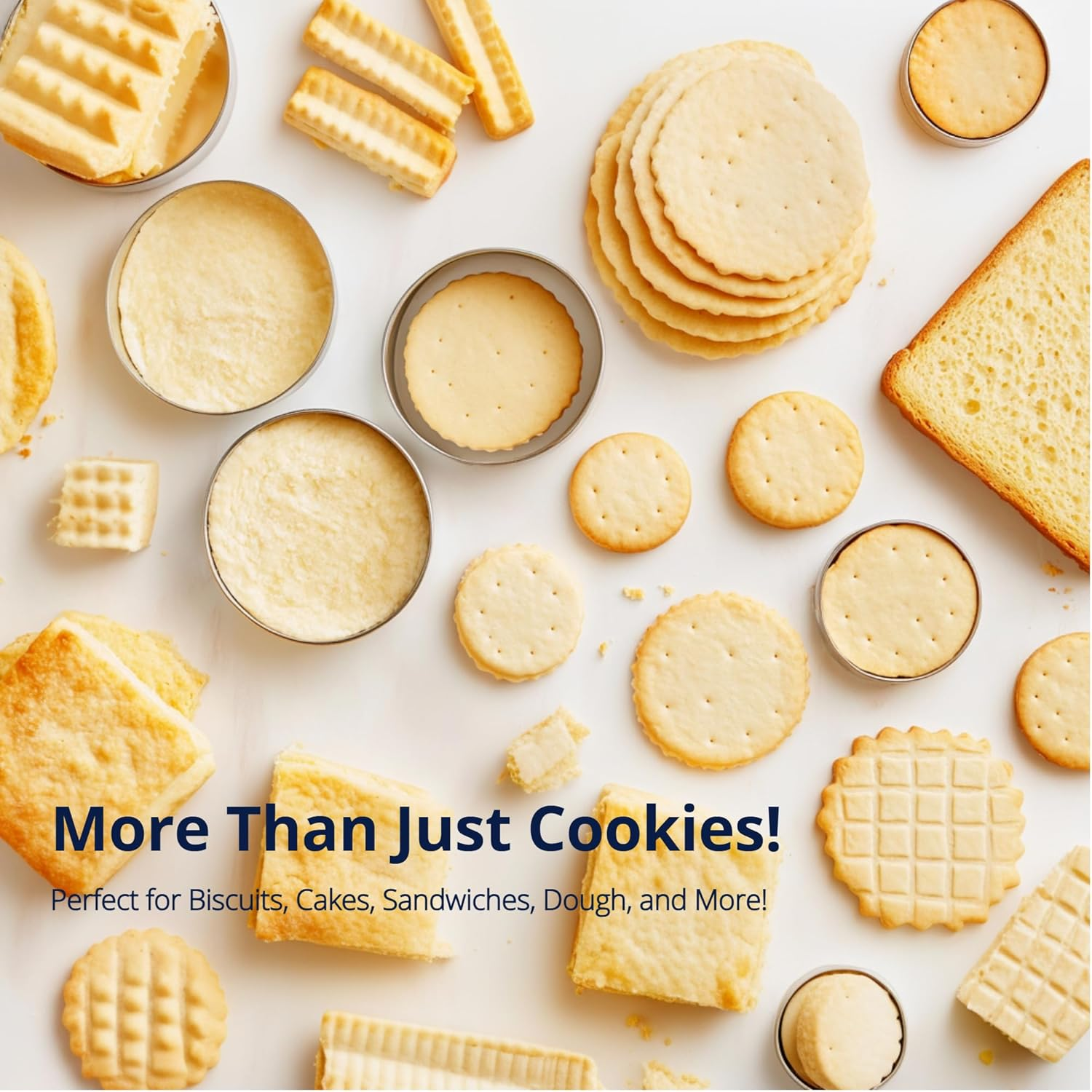 6 PCS round Cookie Cutter Set (2, 3, 3.5, 4, 5, 6 Inch) DOCZEN Large Stainless Steel Circle Cutters Donut Cutter for Baking, Biscuits, Cakes, Sandwiches - Durable & Easy to Clean image number 1