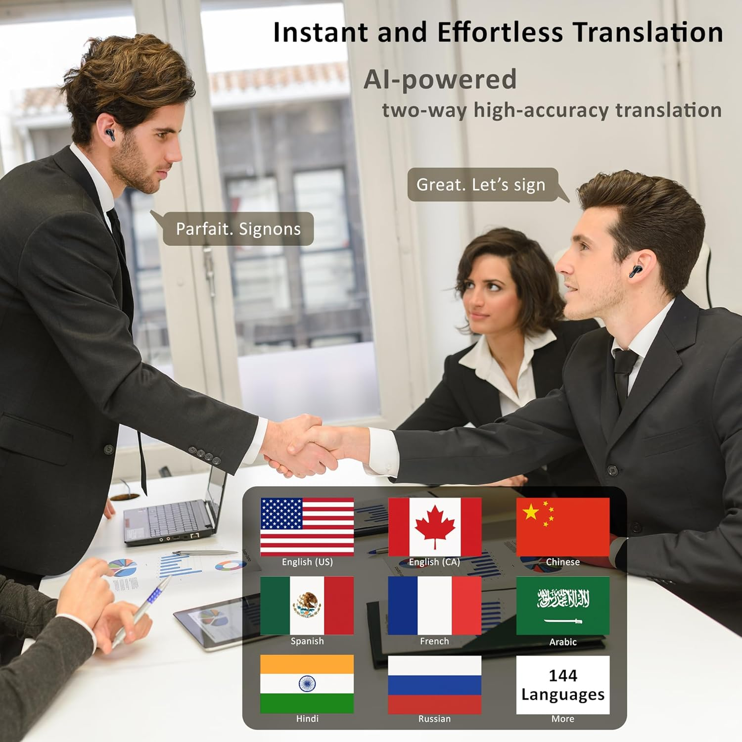 AI Earbuds with Openai&rsquo;S Chatgpt API, Real-Time 2-Way Translation in 144 Languages, Touch Display, ANC/ENC Noise Cancellation, Hi-Fi Drivers, Long Battery Life, No Subscription Needed, Ios/Android image number 6