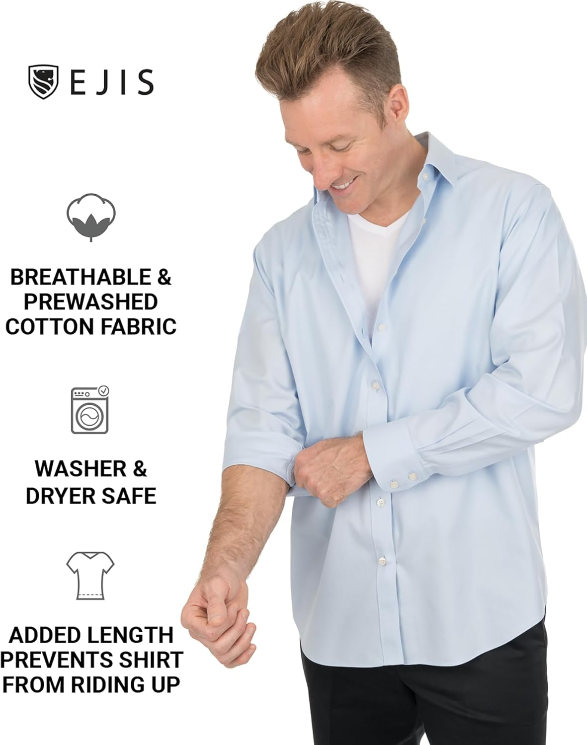 Ejis Men'S Sweat Proof Undershirt, V Neck, Anti-Odor Silver, Cotton, Sweat Pads image number 3