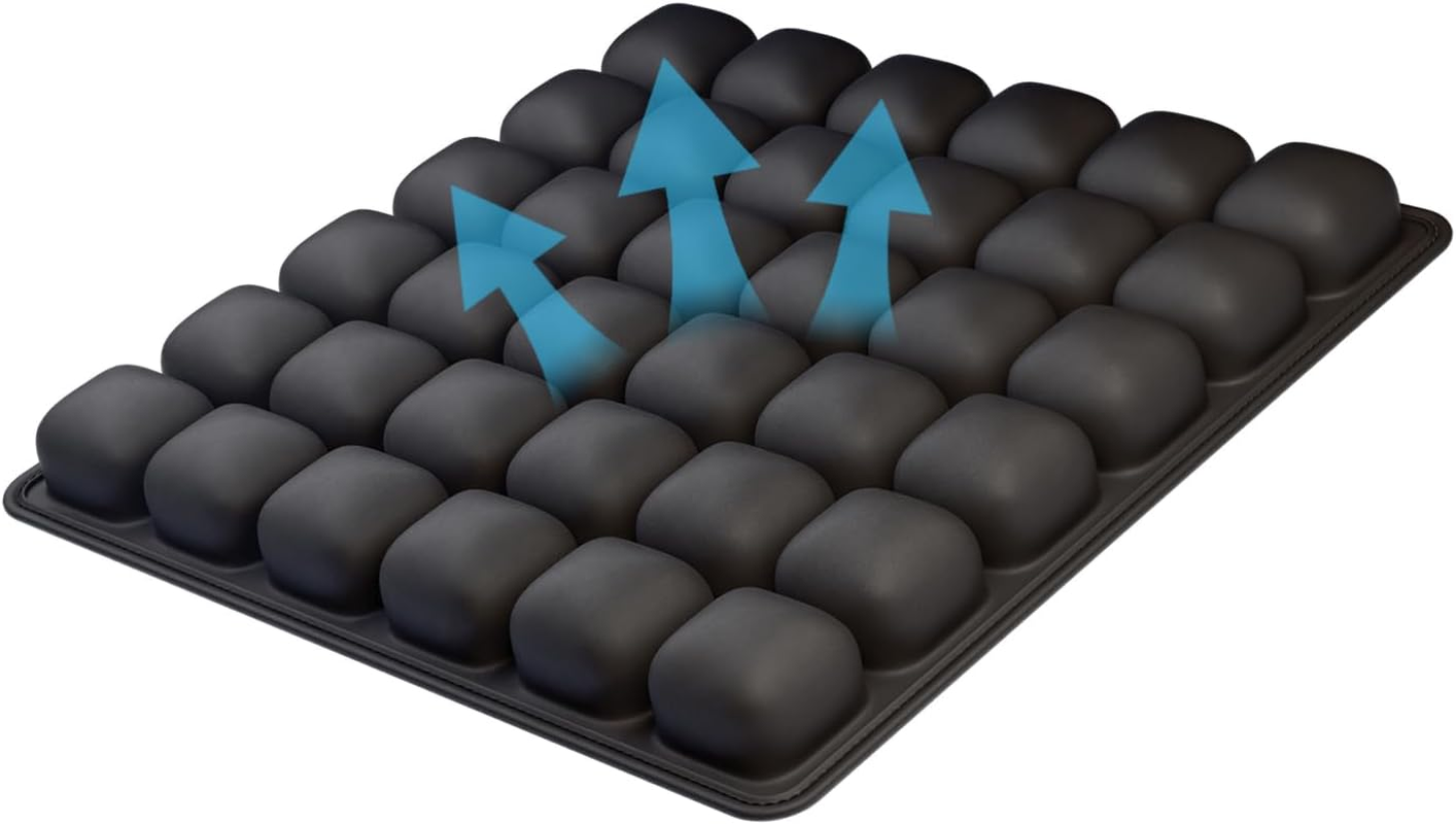 Sluxjet Travel Cushion, 3D 36 Air Cells Plane Cushion, Manual Press Inflatable Seat Cushion for Airplane, Office Chair, Travel Car Seat, Wheelchair Accessories, Black