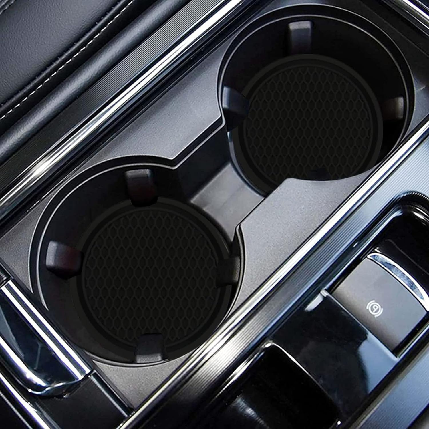 Custelen Universal Non-Slip Car Cup Coaster - Set of 4 Black Embedded Ornaments Cup Holders for Car Interior Accessories