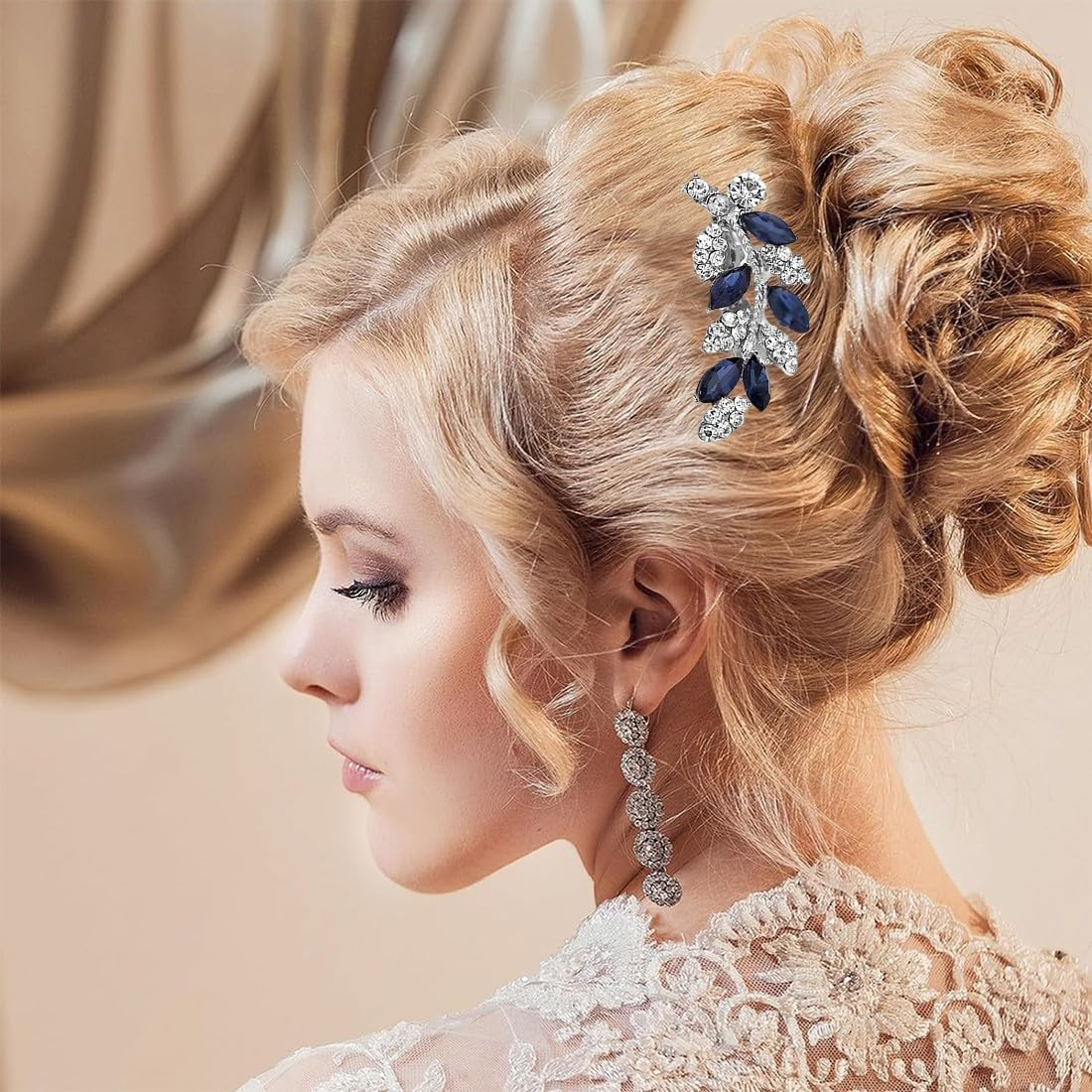 PLABBDPL 2 Bridal Hair Combs with Crystals in Silver, High-Quality Hair Accessories for Weddings and Special Occasions, Perfect Accessory for Women and Girls image number 1