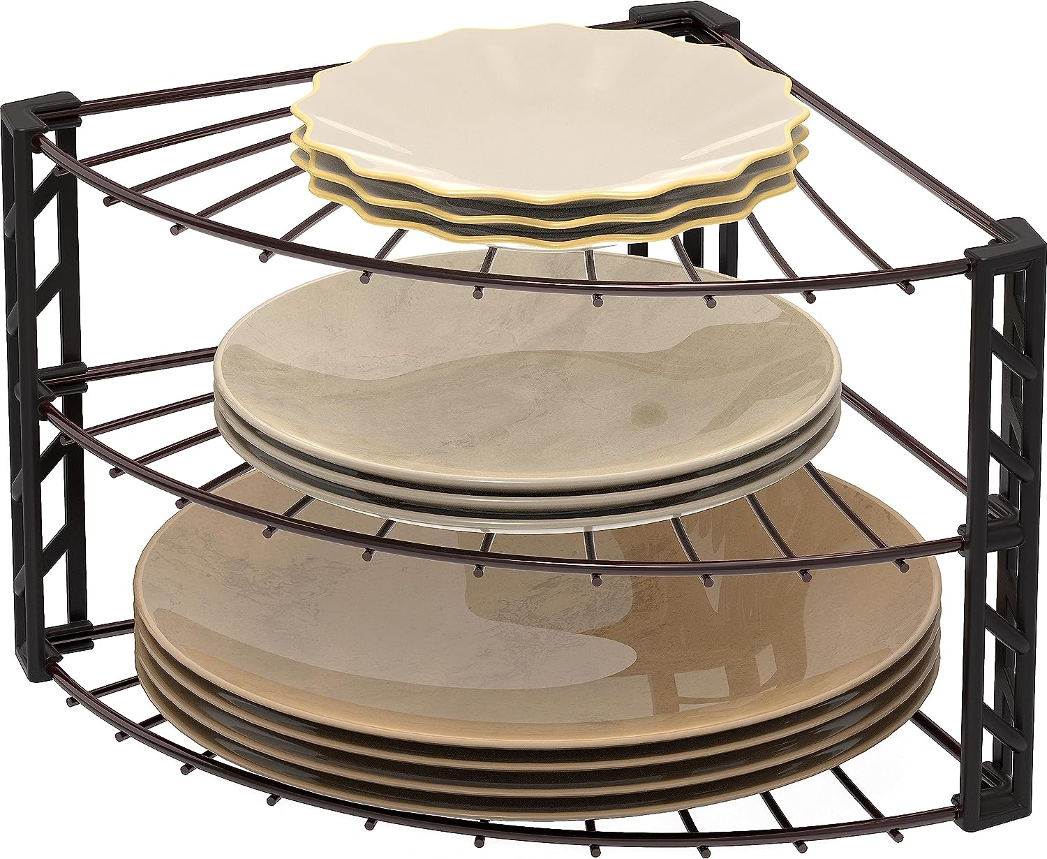 Simple Houseware 3-Tier Corner Plate Rack Counter Shelf, Silver