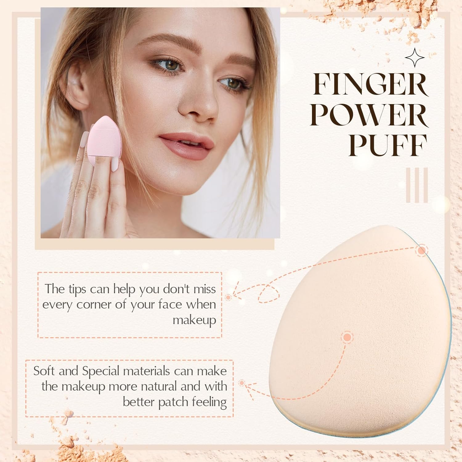 72 Pcs Finger Powder Puff Mini Makeup Sponge Soft Beauty Makeup Blender Puff for Foundation, Face Powder, under Eye Setting, Concealer, Repair Cream, Cosmetic Tool (Cute Colors) - Blue image number 6