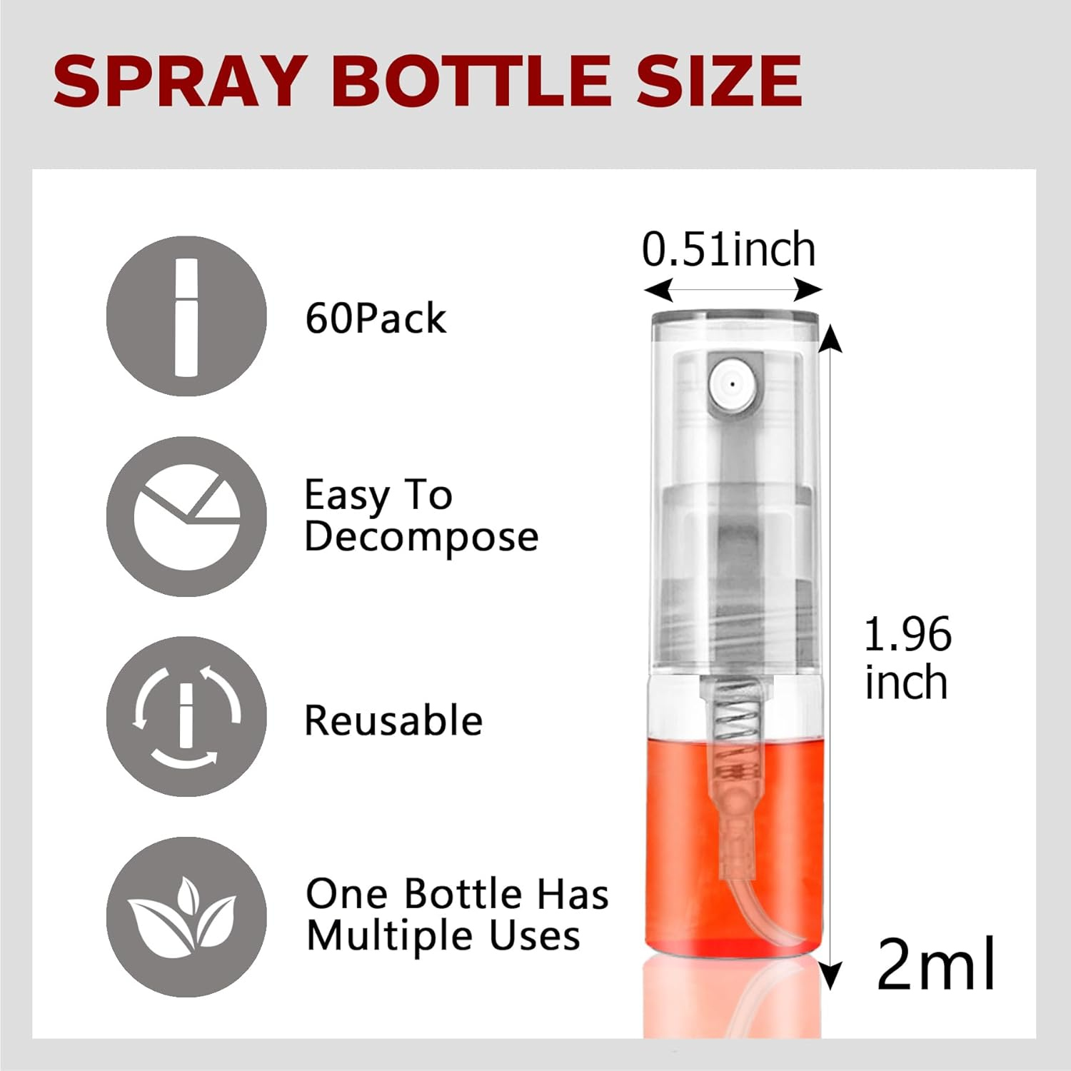 Glass Spray Bottle Atomizer, Refillable Container for Cleaning, Travel, Essential Oils, Perfume - 60 Pcs, 2Ml image number 3