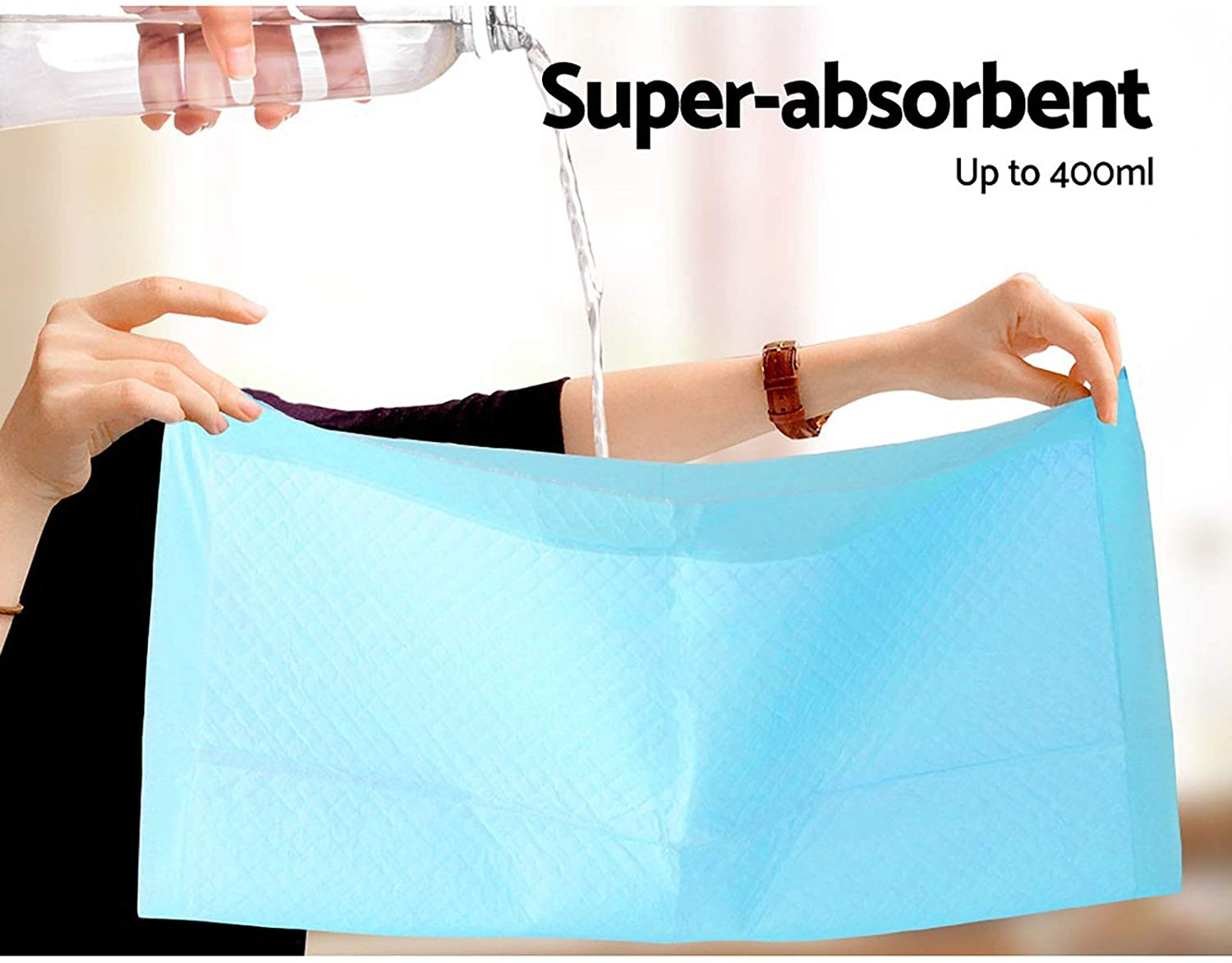 I.Pet Pet Training Pads, 400PCS Leak-Proof Puppy Pad Toilet Dog Pee Padding Mat Dogs Cat Mats Indoor, 60X60Cm Super Absorbent for Pets Puppies Cats Rabbit Blue image number 3