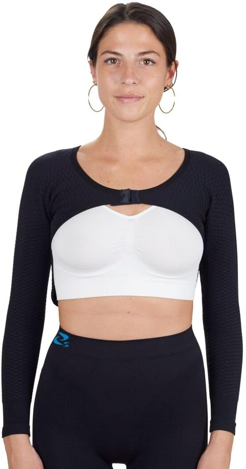 Czsalus Flat Knit High Compression Mini Top, Massaging Arms Sleeves for Lipedema, Lymphedema Diseases