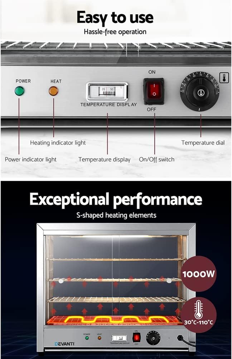 Commercial Food Warmer Hot Display Showcase Cabinet 64Cm Restaurant Catering image number 4