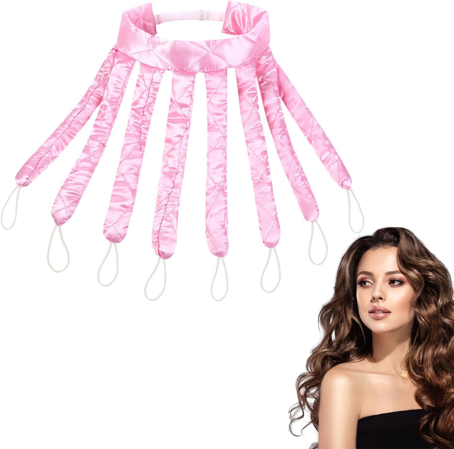 SYEYCW 1 Pcs Octopus Curling Rod, Soft No Heat Hair Curlers, Heatless Curling Rod Headband, Hair Curlers for Sleeping Overnight, Hair Curlers for Long Hair, DIY Curlers Hair Styling Tools, Pink image number 3