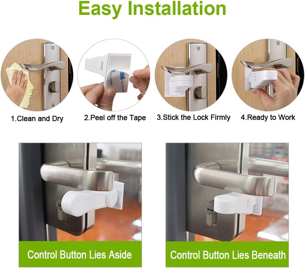 Door Lever Lock Child Proof - Baby Proofing Door Handle Lock -Toddler Safety Doorknob Latch for Toilet Facuet Handle - No Drilling Install - Easiest Use （4 Pack） image number 2