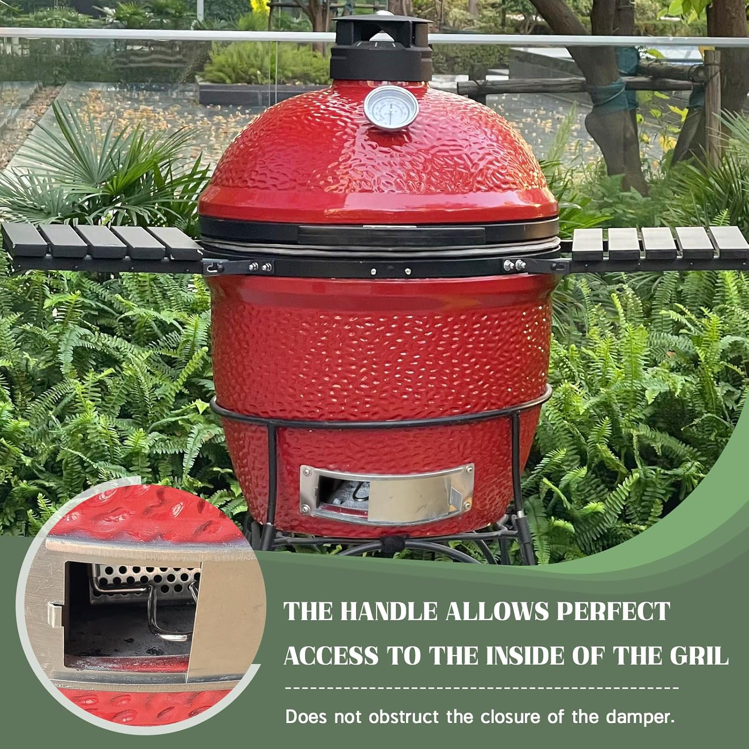 Vankey Slide Out Ash Drawer for Kamado Joe Classic Joe-Use with Cast Iron Ash Can, Premium Stainless Steel Ash Cleaning Tool with Removable Handle, Easy to Install Ceramic Grill Accessories image number 3