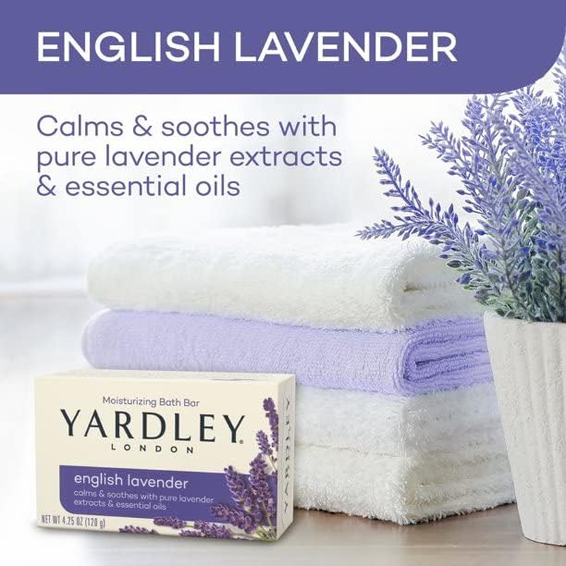 Yardley London English Lavender with Essential Oils Soap Bar, 4.25 Ounce (Pack of 12) image number 3