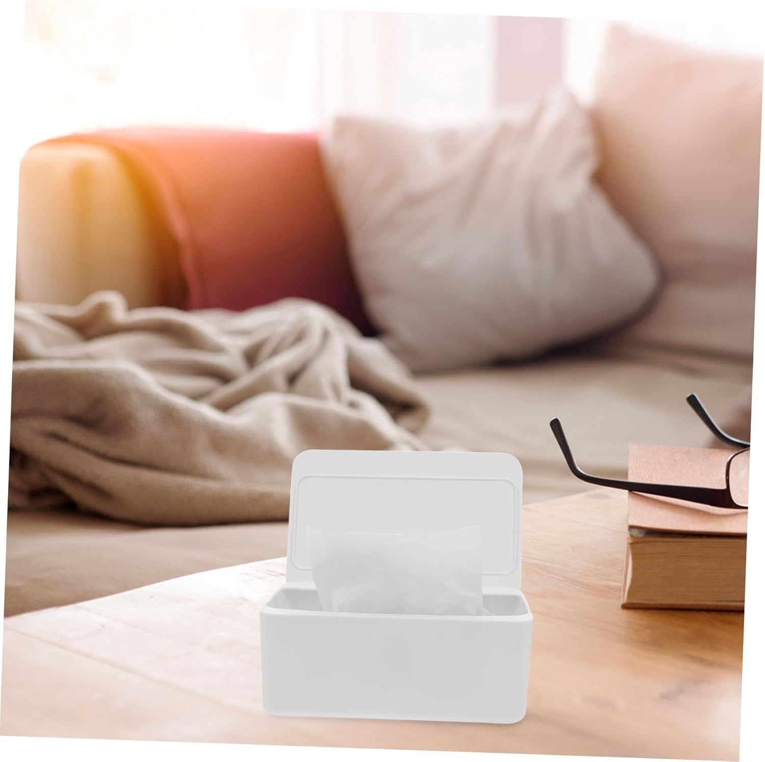 Storage Box Compact Wipes Dispenser for Bathroom Kitchen Office Easy to Pull Lid Storage image number 4