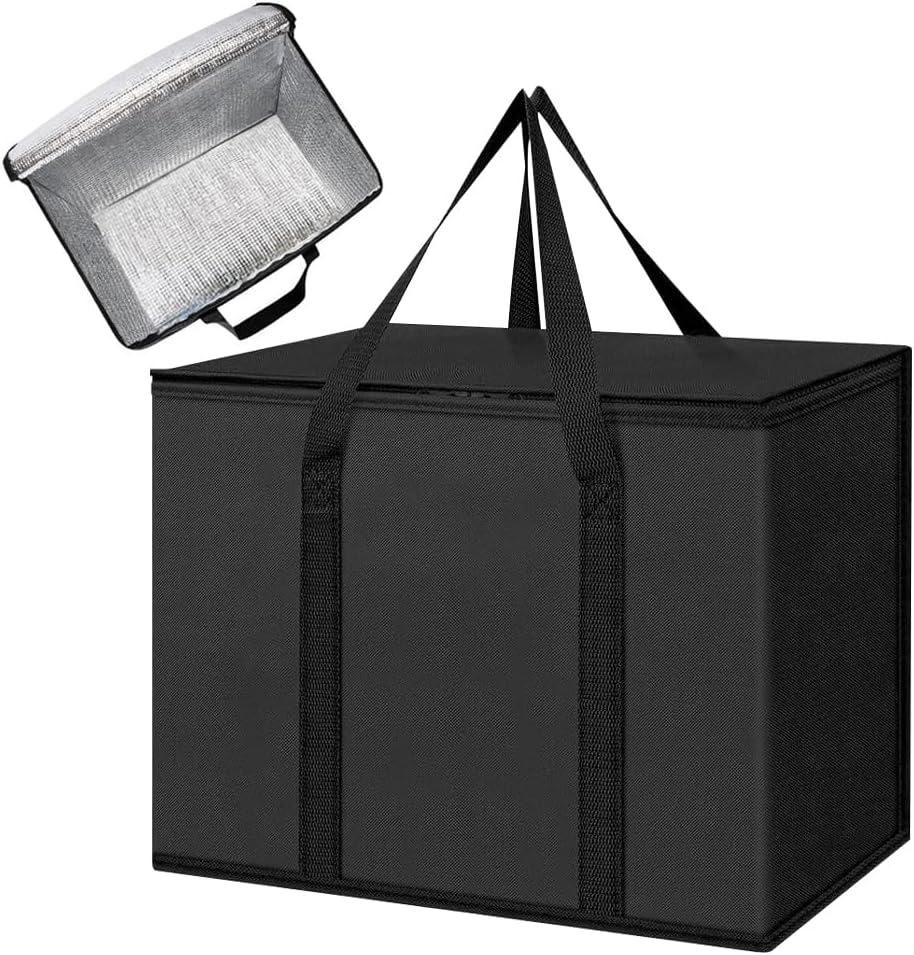 Large Insulated Delivery Bag, 43L/70L Cooler and Food Warmer, Reusable Insulation Pizza Warmer for Catering, Collapsible Grocery Shopping Tote