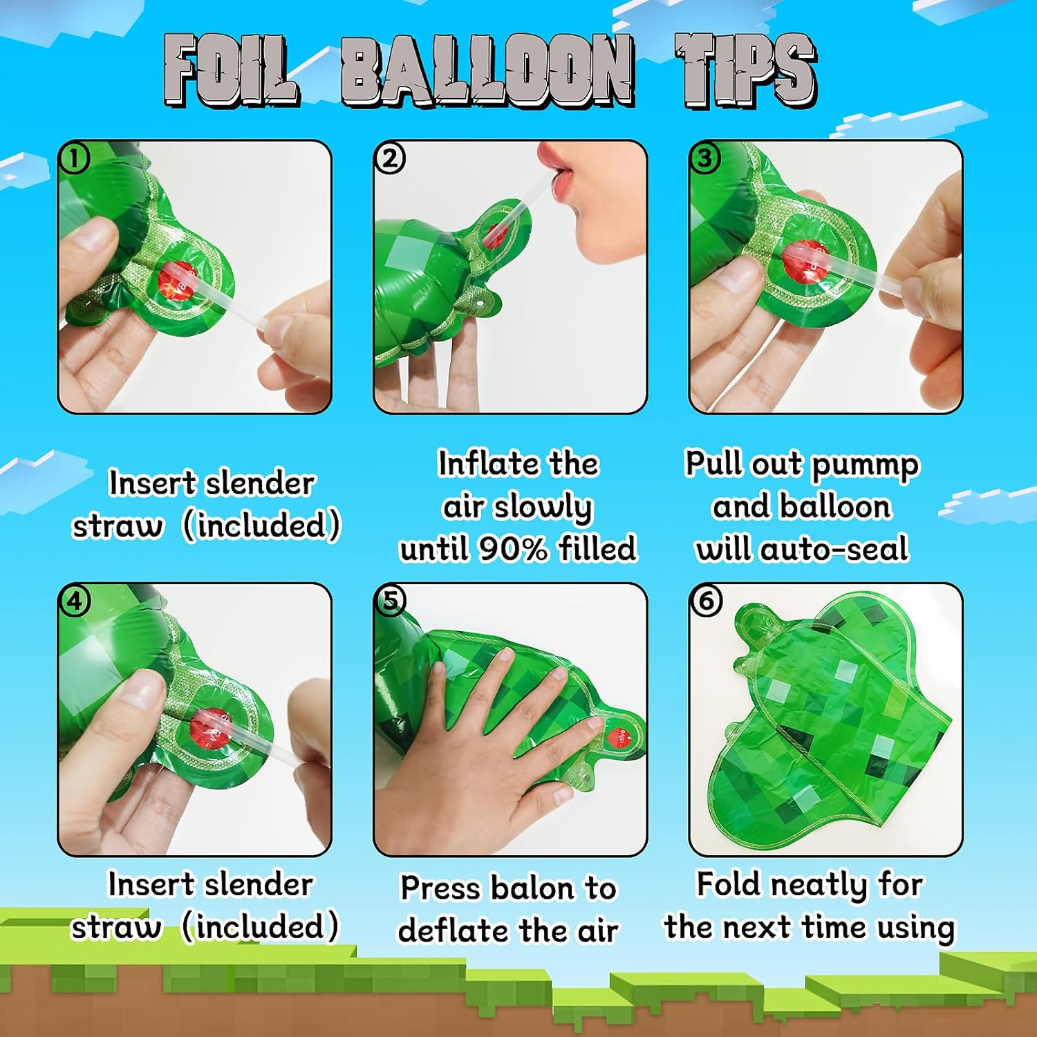 FANGBBO TNT Pixel Happy Birthday Banner Party Decorations Foil Balloons Letters Signs Blast Gaming Party Miner Supplies for Boy Girl image number 5