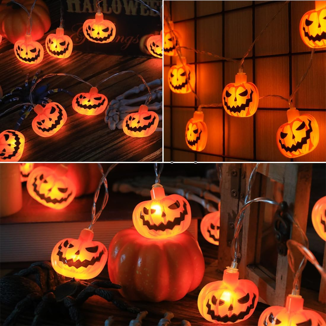 Meleager Halloween Fairy Lights, 3 M, 20 LED Fairy Lights with Pumpkin Decoration, Battery Operated Fairy Lights for Halloween, Indoor, Outdoor, Party Decoration