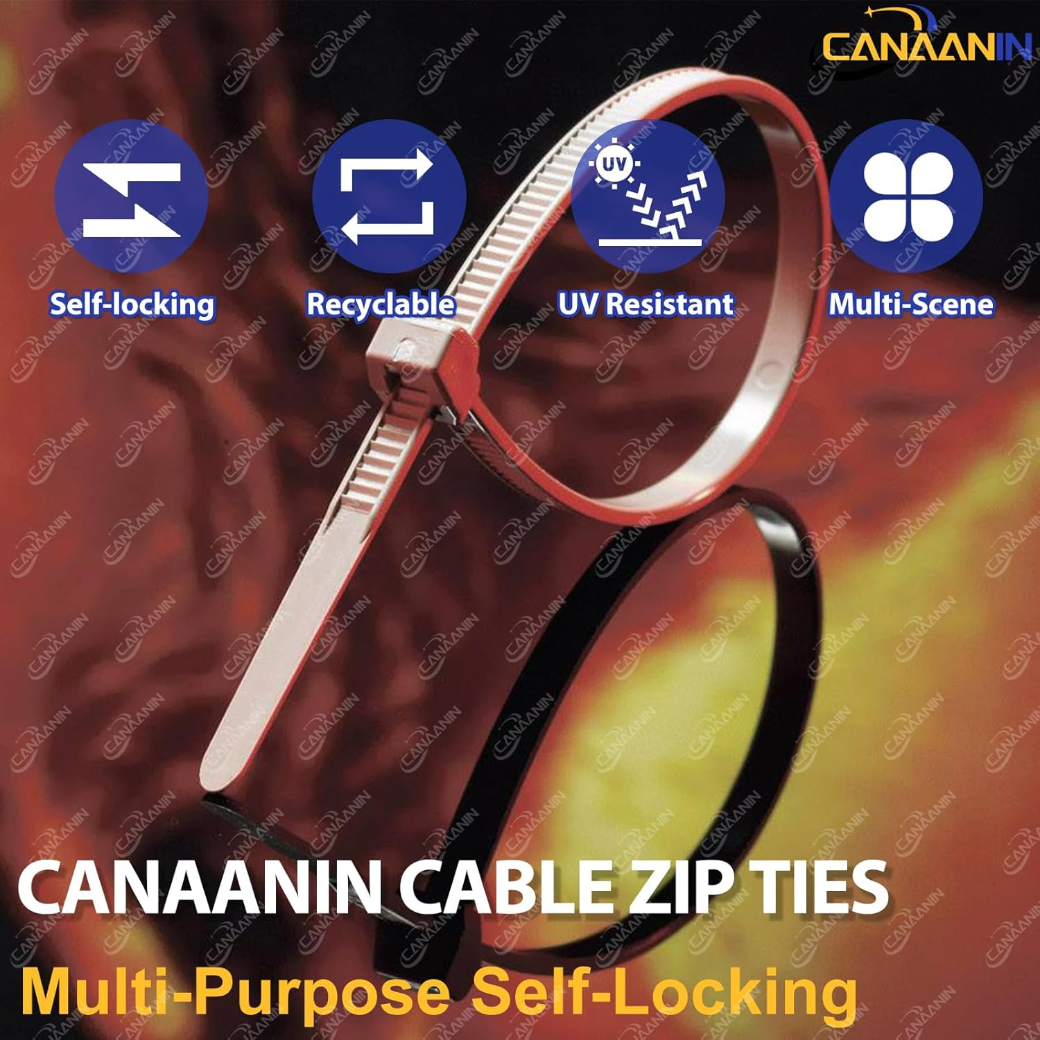 CANAANIN 8 Inch White Zip Ties 4X200 200 PCS Heavy Duty Multi-Purpose Self-Locking Anti-Uv Nylon Cable Cord Zipties Wire Ties for Home Office Garden image number 6