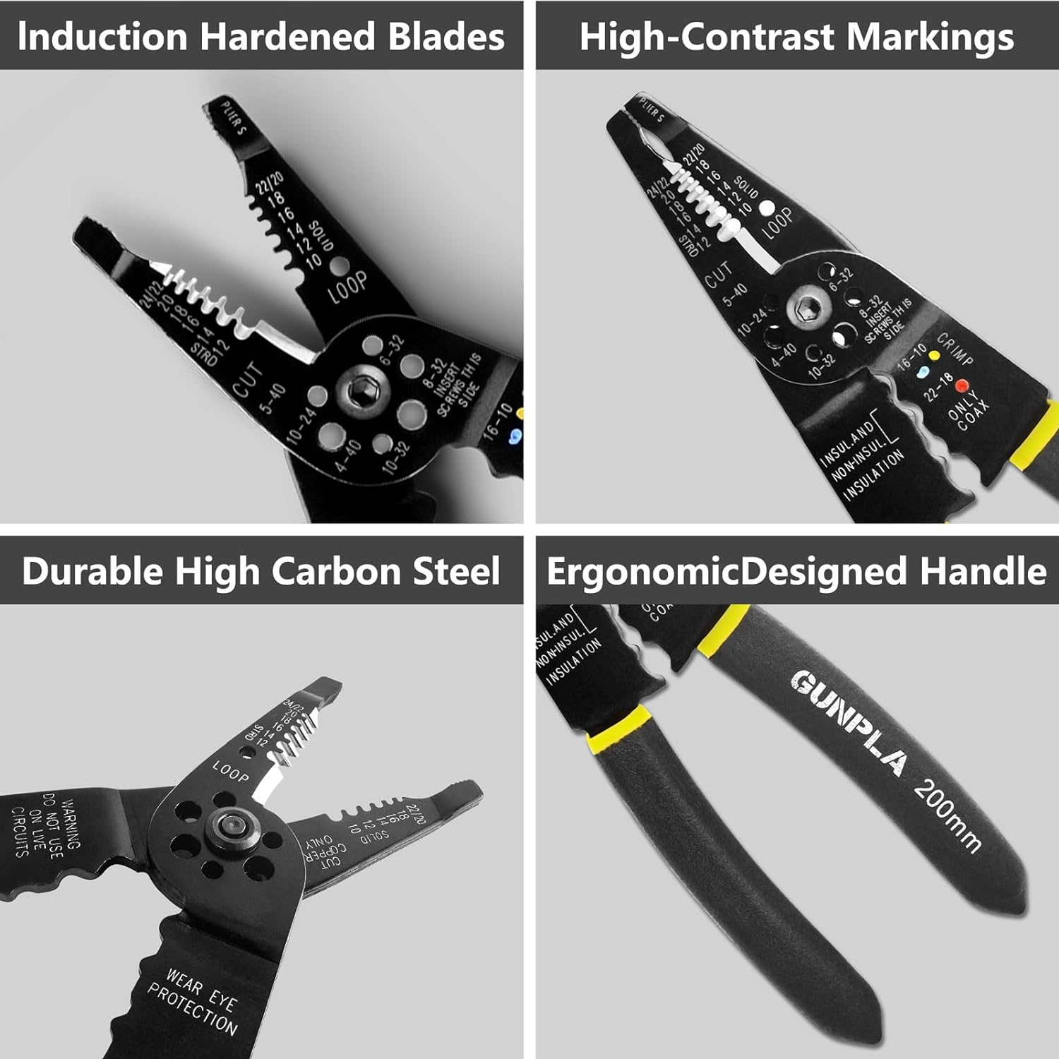 Gunpla Wire Stripper Multi-Function Tool for Cutting Cables Screws Comfortable Gripping Serrate Nose Crimper Cutter Plier Stripping Wires and Crimping Terminals and Connections 8 Inch / 200Mm image number 4