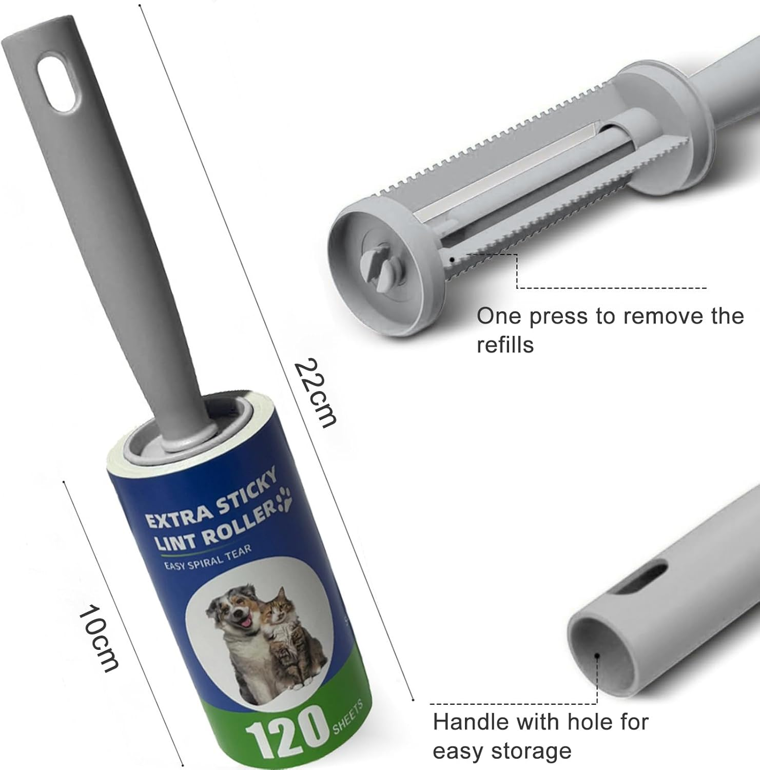 Beleeb 720 Sheets Lint Roller for Clothes, Portable Lint Remover for Pet Hair, Dog Hair, Cat Hair, Extra Sticky image number 1