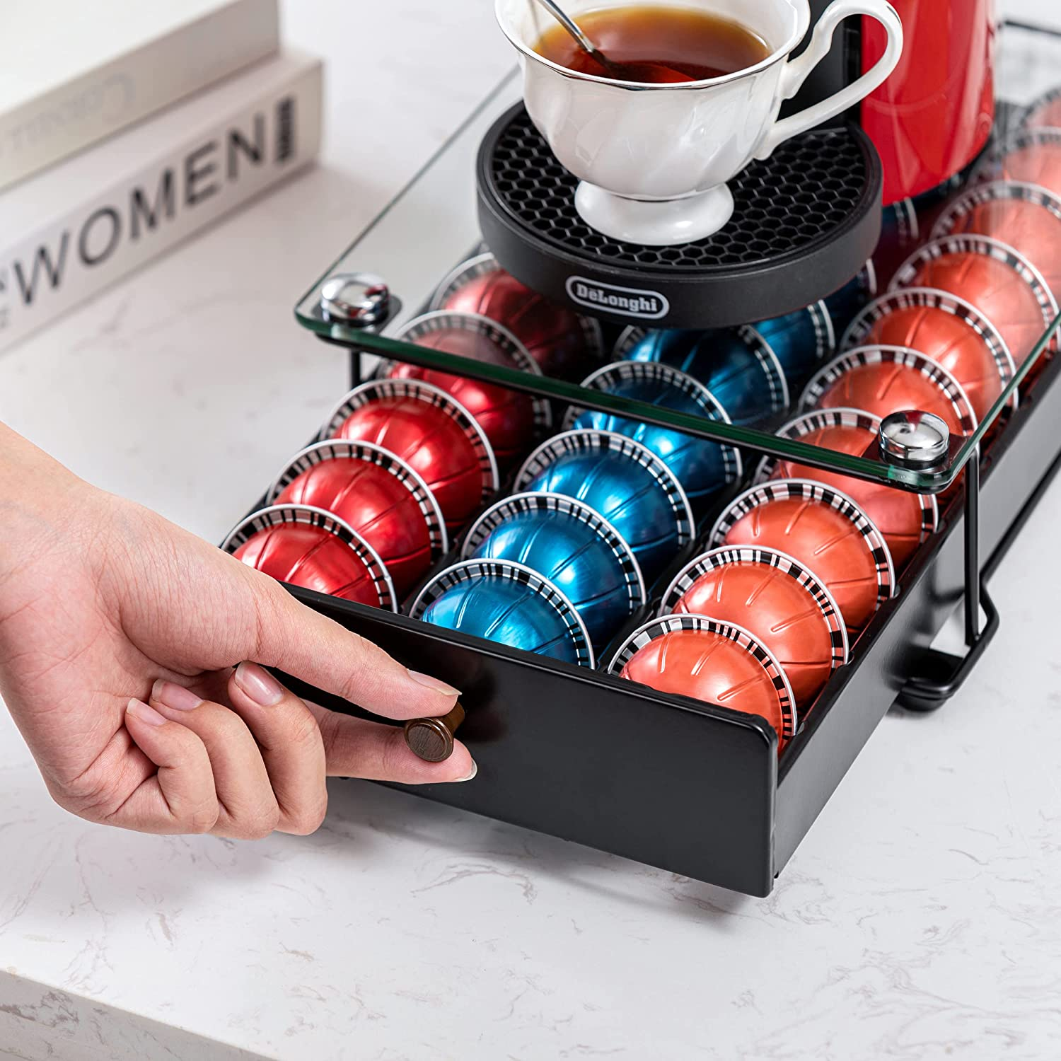 Rice Rat Vertuo Capsule Holder Drawer for Nespresso with Glass (Class-30 Pods) image number 5