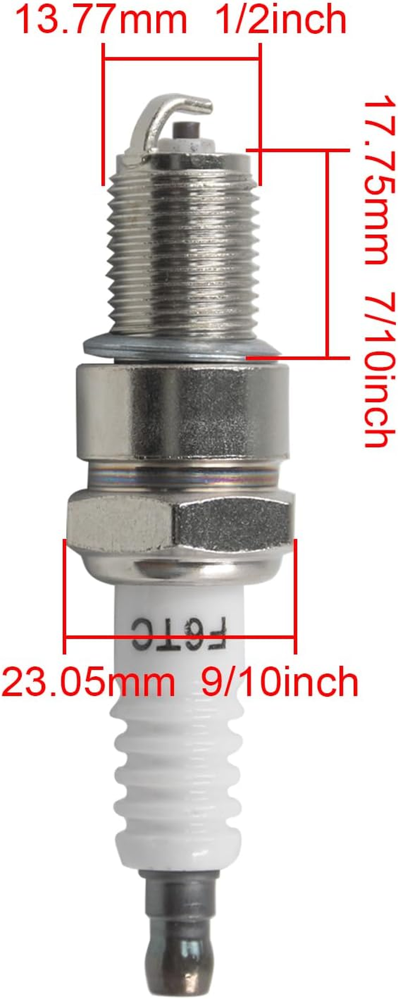2Pcs F6TC BPR6ES Spark Plug 131-047 Compatible with Torch F6RTC NGK 7131 BP6ES Bosch W6D WR6DC Champion RN9YC Honda 98079-56841 Spark Plug Compatible with Honda GX160 GX200 GX270 GX390 5.5HP 6.5HP image number 5