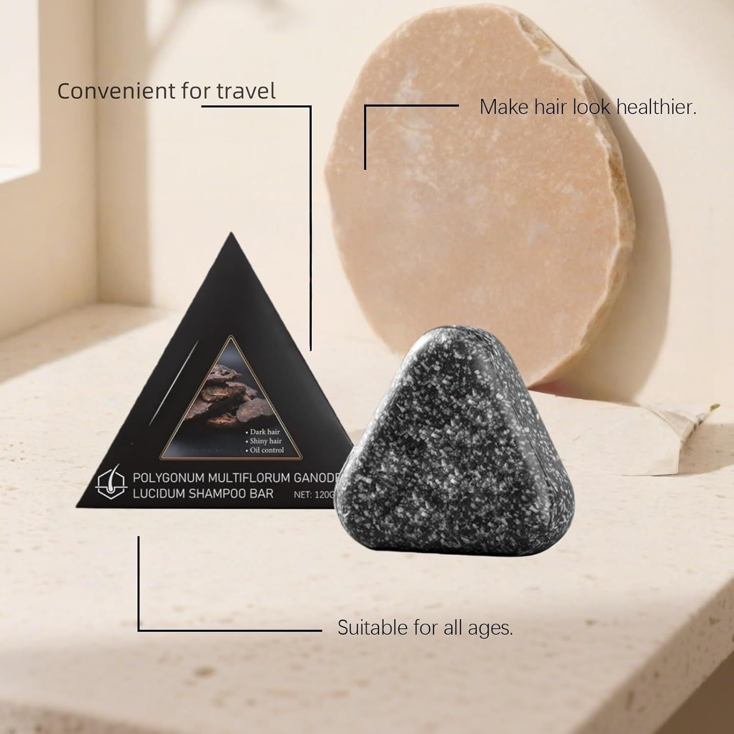 Polygonum Multiflorum Shampoo Black Hair Soap Bar - anti Hair Loss & Thickening for Thinning, Shampoo & Conditioner Bar for Gray & Older Women, Deep Cleansing for Scalps (5) - 1 image number 3