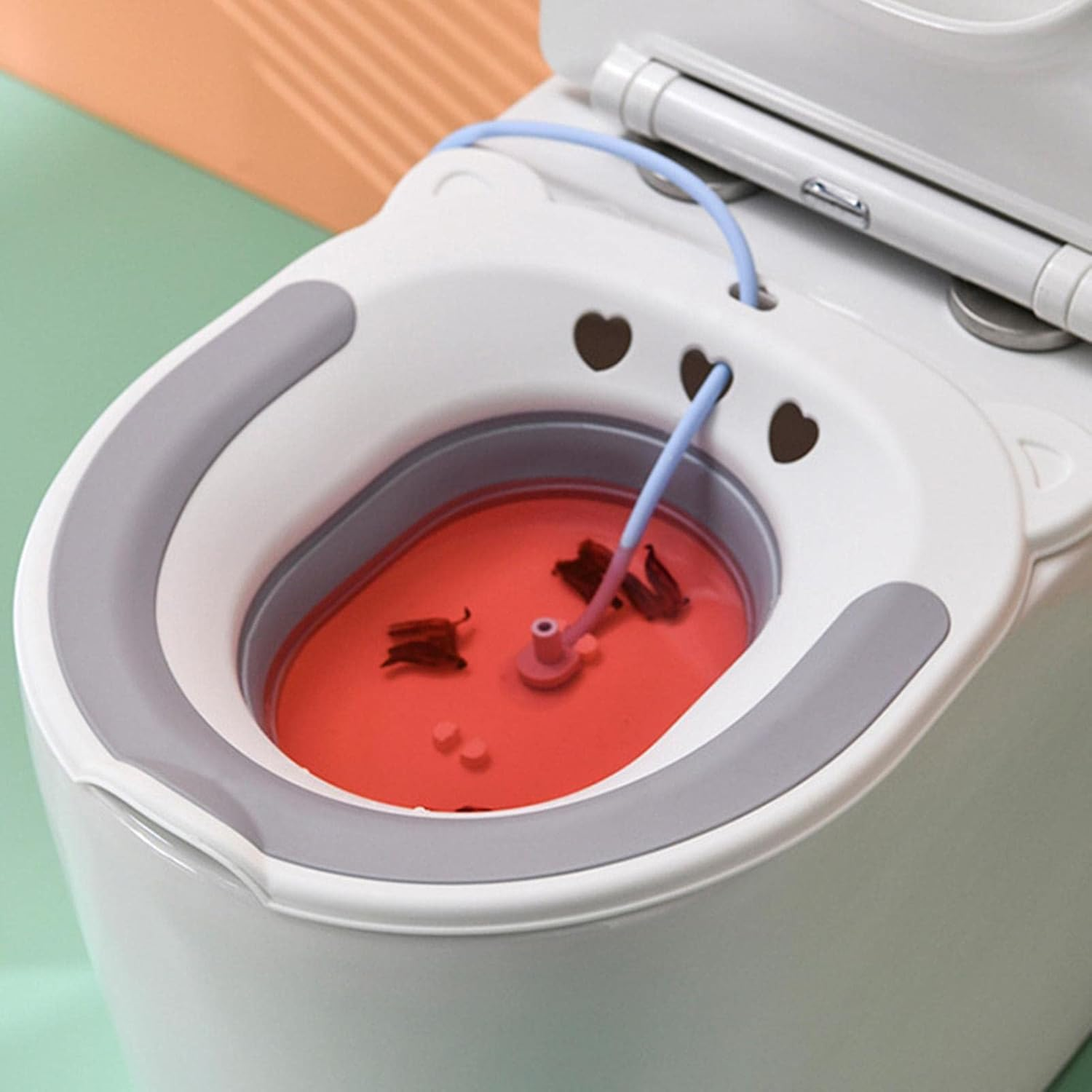 Bath for Toilet Seat - Sit Bath for Hemorrhoid Relief, Postpartum Care - Postpartum Care, Fissures Sitz Bath Toilet with Flusher, Tube for Elder, Women image number 4