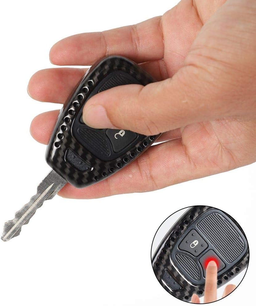 Cherocar for Jeep JK Key Fob Cover Skin Case Protection for Jeep Wrangler JK JKU 2007-2018, Key Accessories, Carbon Fiber, 2Pcs/Set image number 4