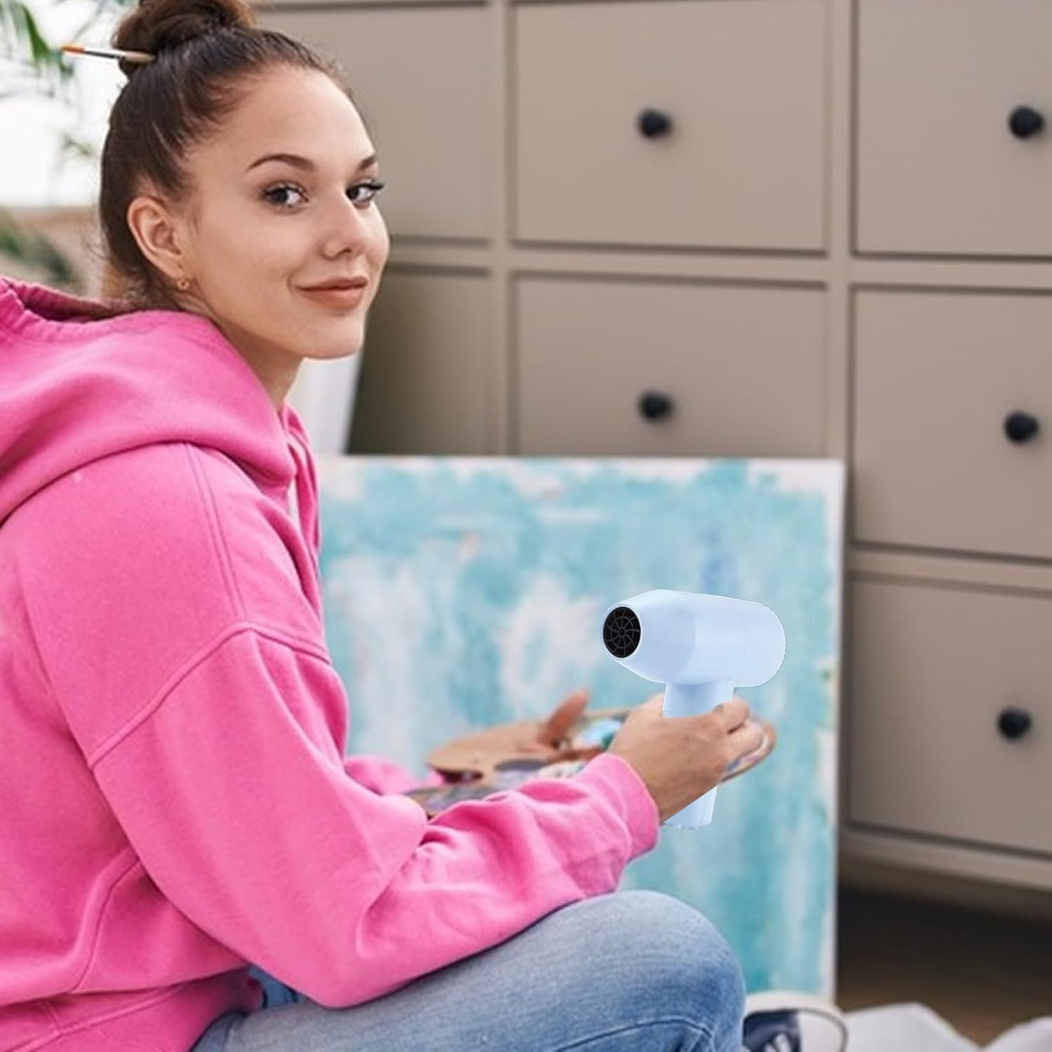 Art Blow Dryer for Painting,Portable Cordless Air Dryer for Watercolour, for Art Students and Artists, Fast Drying Hair Care Solution image number 6