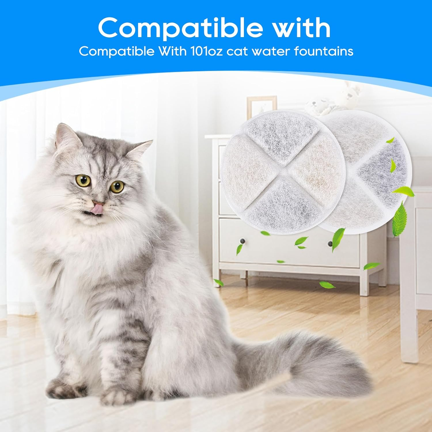 Myfatboss Cat Water Fountain Filters, 12 Pack Cat Filters for Water Fountain, Pet Water Fountain Filter Replacement, Pet Fountain Filter for Petnf 101 Oz/ 3 Liter Pet Water Fountain image number 1