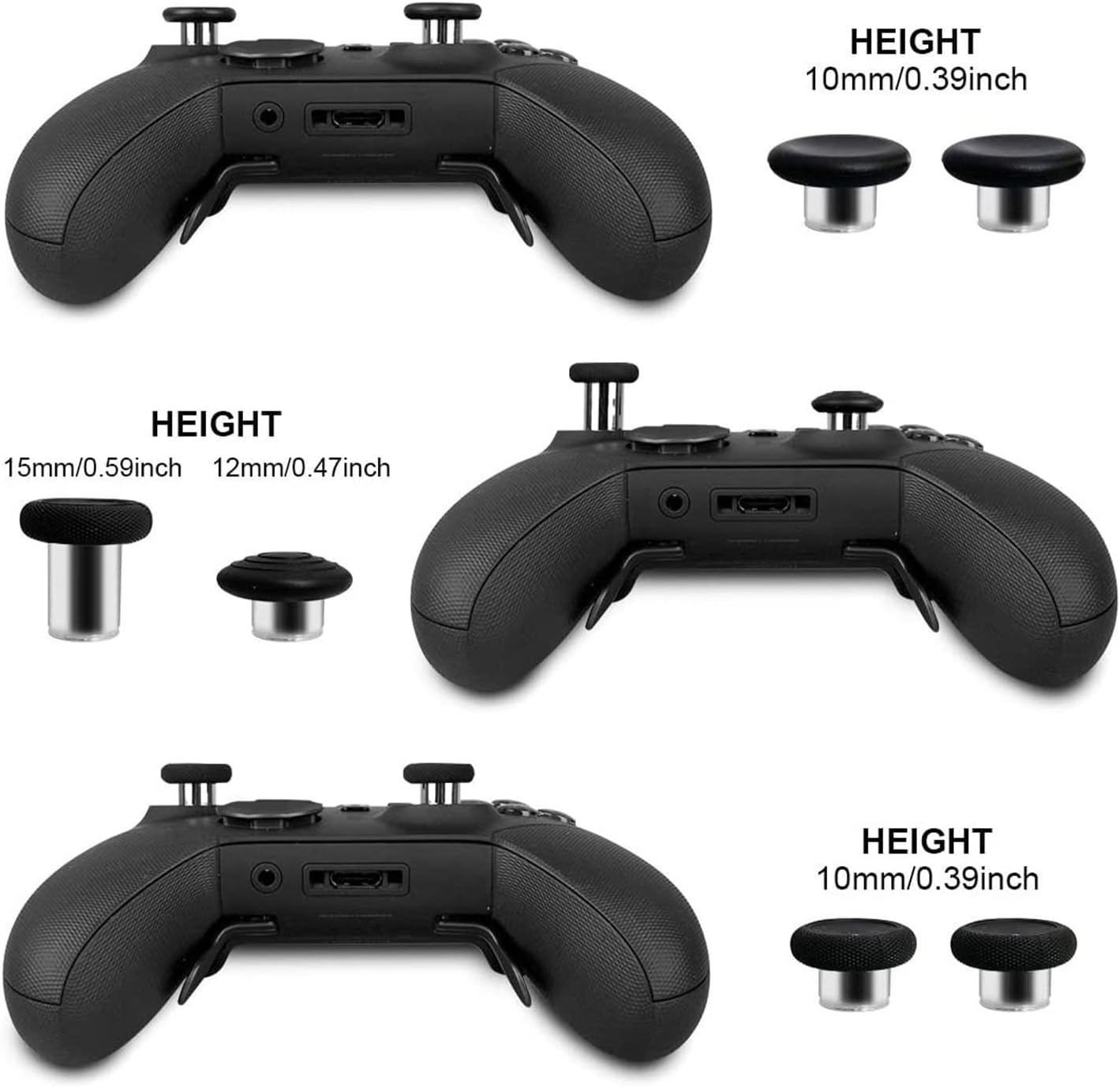 Ejoyous 6 Pack Replacement Joysticks, Stainless Steel Grips, Multiple Heights Adjustable Removable Customizable, for X Box One Controller Series 2 (Model 1797 Only) image number 5