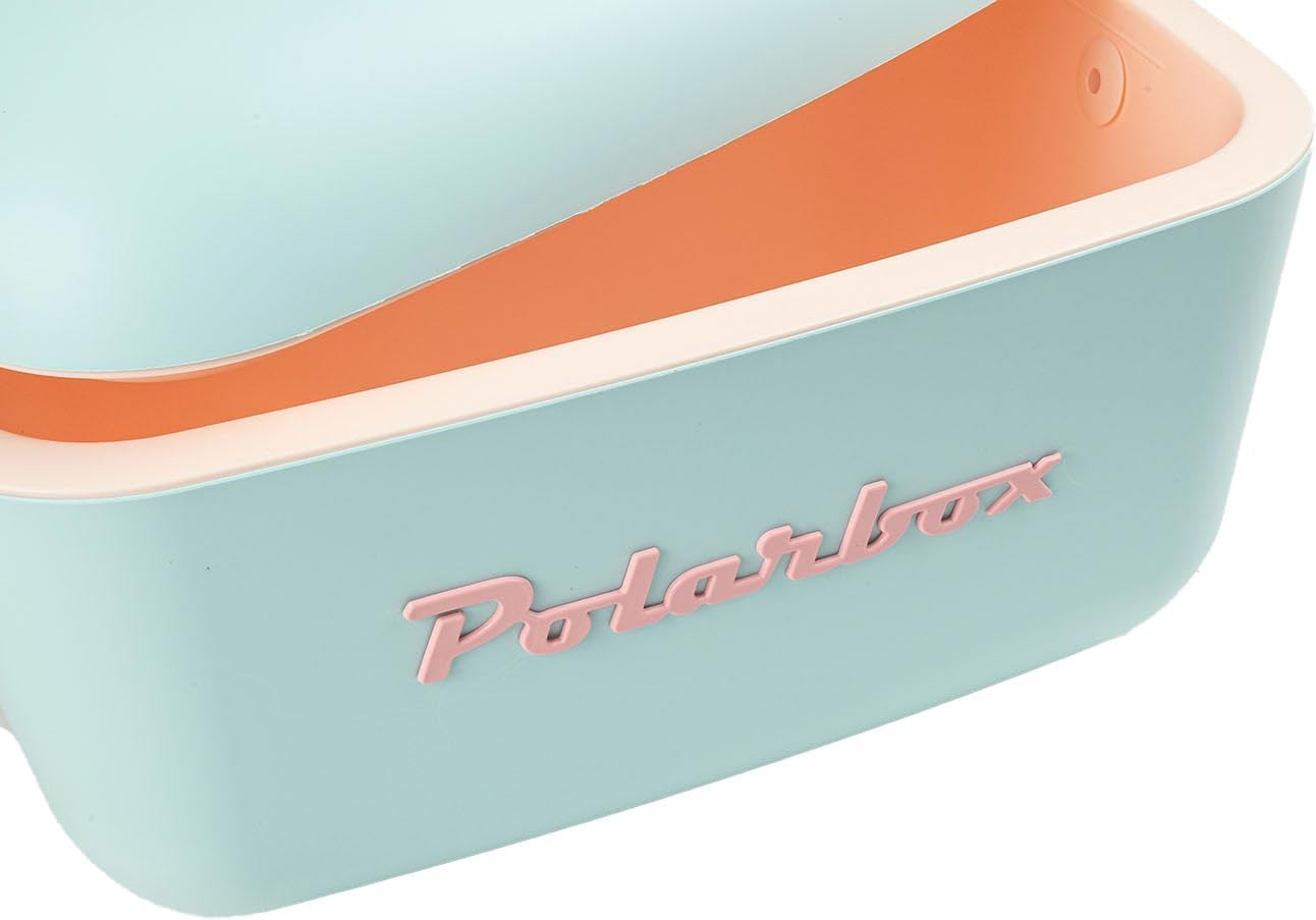 Polarbox Classic Cooler Box with Leather Strap, Cyan & Baby Rose Rigid Thermal Insulated Ice for Beach, Picnic Party Convertible Lid Polypropylene Insulation Cyan/Baby 20L PB-9210 image number 4