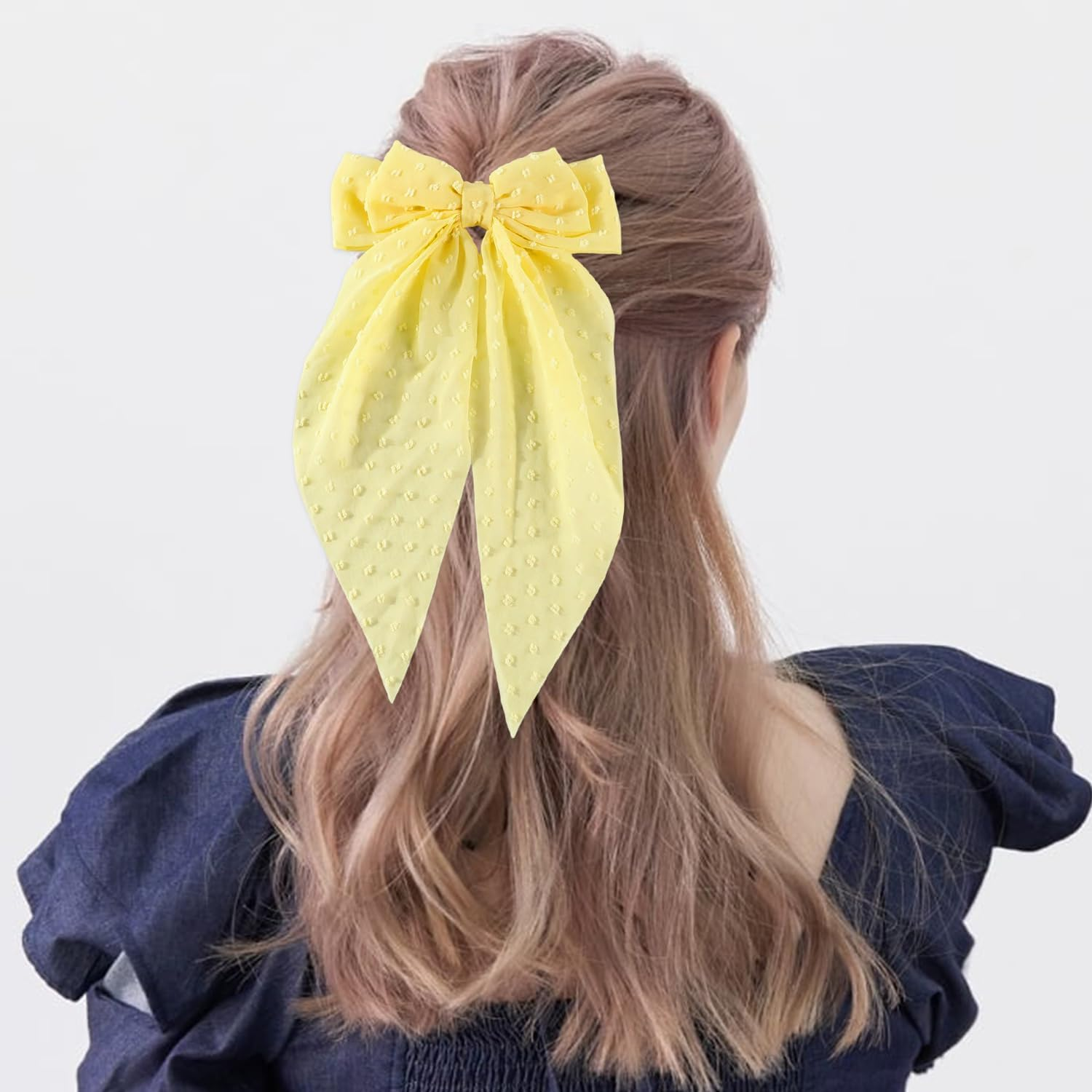 1 Large Polka Dot Hairpin, 1 Pair of Small Hair Pins with Bow and 1 Hair Ring, Retro Polka Dot Shape, Cute Hair Accessories with Large Bow, Hairpin for Clip-On Headwear for Women image number 3