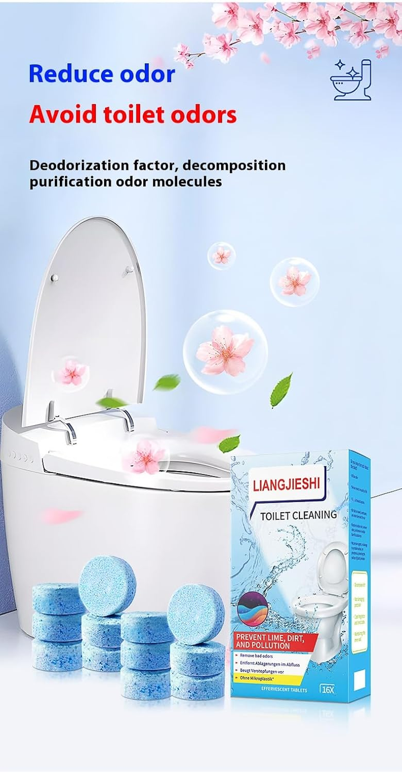 Anokasa Toilet Bowl Cleaner -16 PACK, Household Automatic Toilet Bowl Cleaners with Bleach, Bathroom Toilet Tank Cleaners Tablets with Sustained-Release Technology for against Tough Stains image number 1