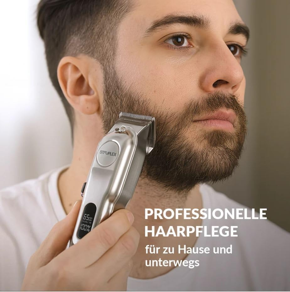 Sifuplex Fusionblade Professional Hair Clipper, Wireless with Powerful Motor and Carbon Steel Blades, 180 Min Battery Life, LED Display & USB-C I Includes 4 Attachments, Oil & Cleaning Brush