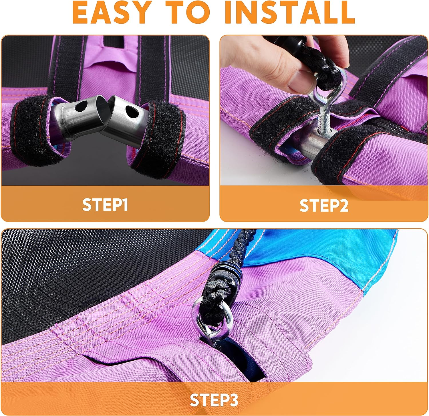 TURFEE 40" Saucer Tree Swing for Kids - 700Lb Weight Capacity, 900D Waterproof Oxford Fabric Platform Swing Seat with Adjustable Ropes for Kids Playground Outdoor Activity Backyard Fun (Rainbow) image number 3