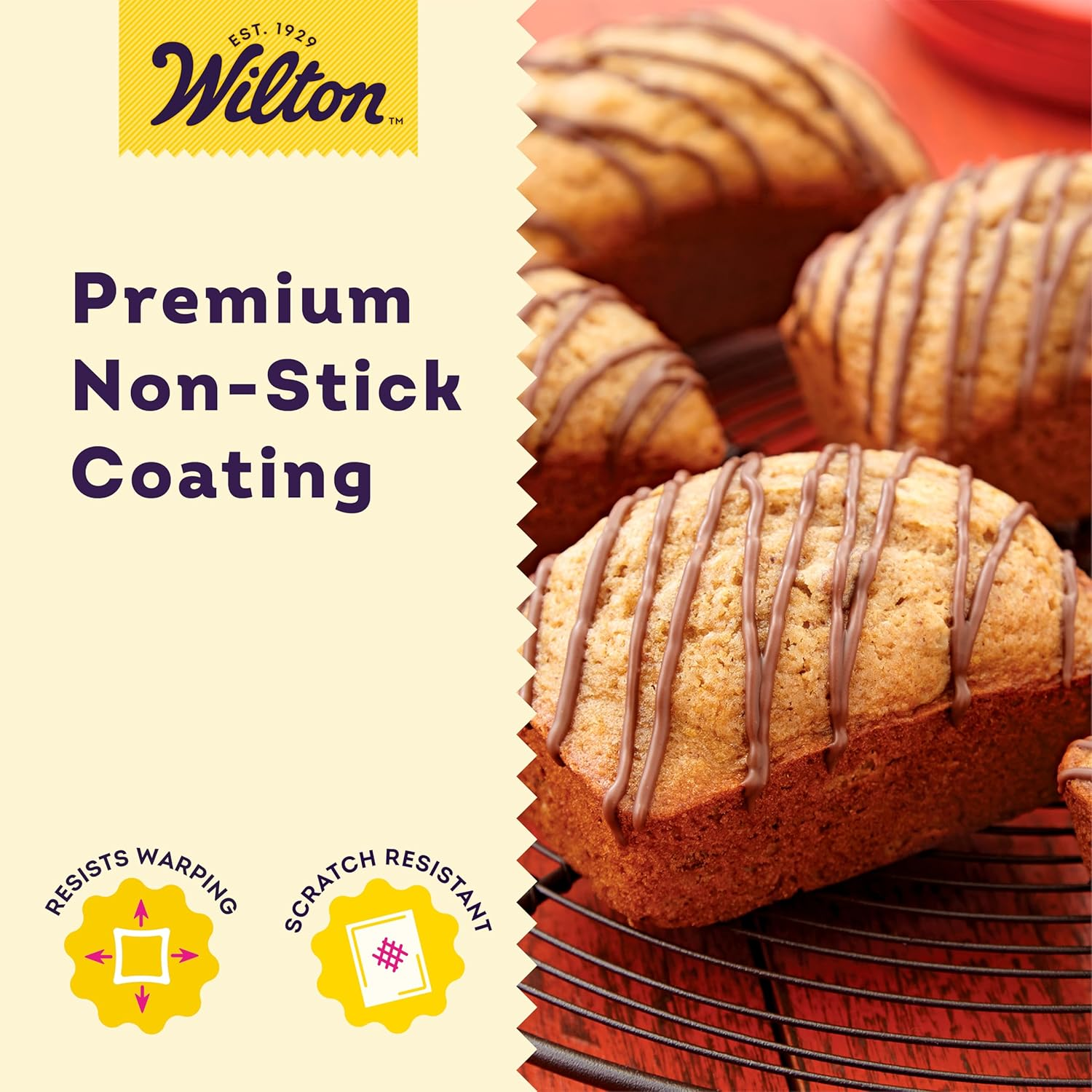 Wilton Gold Premium Non-Stick Warp-Resistant Bakeware, Made without Pfas, Mini Loaf Pan, 8-Cavity, 15 X 10 X 1.5 In, Packaging May Vary image number 3