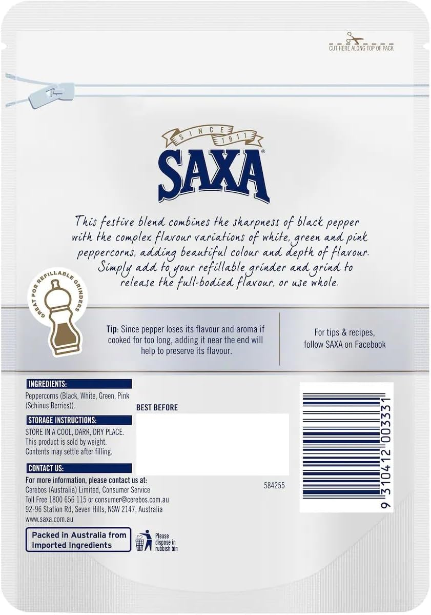 Saxa Whole Blended Peppercorns 190 G image number 2