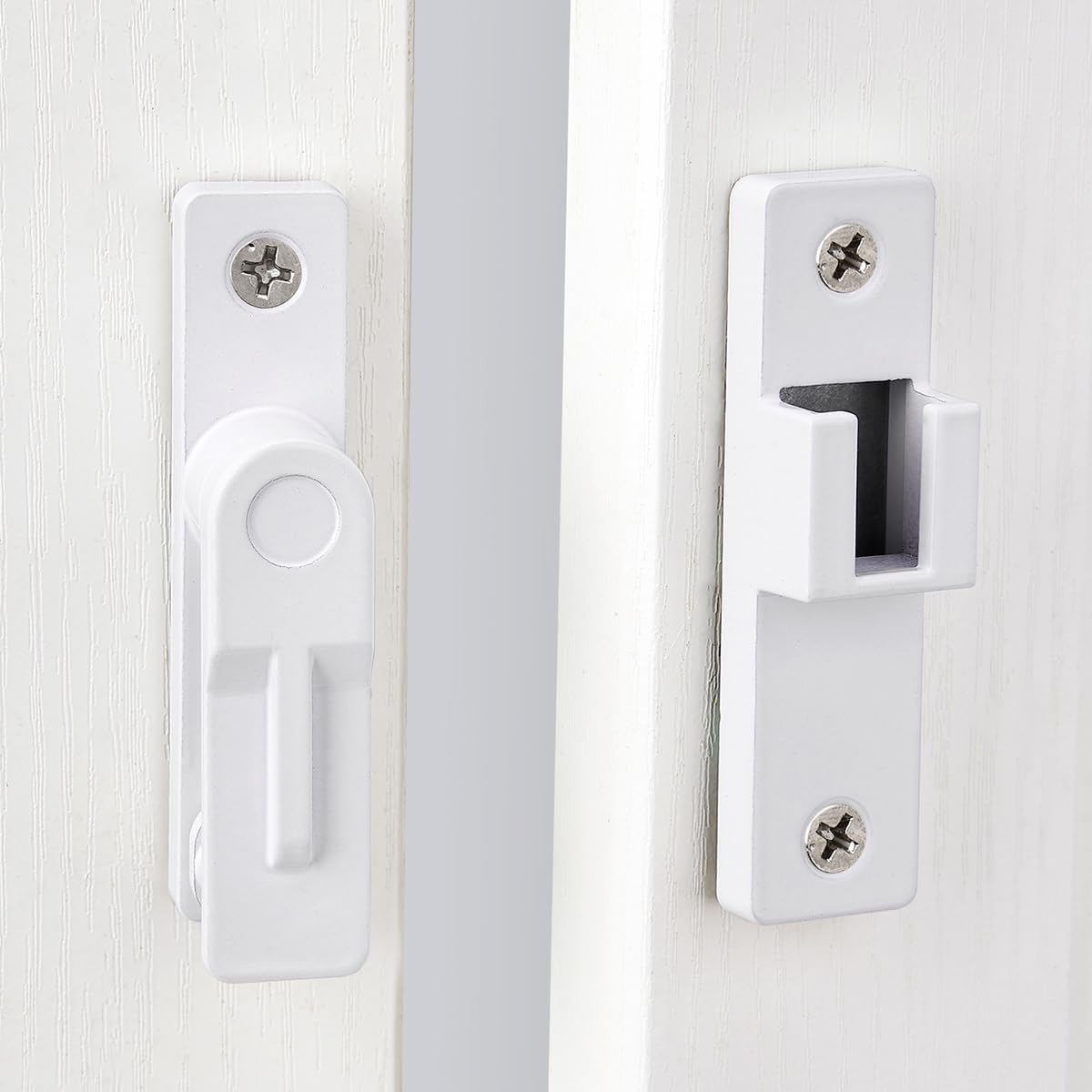 INIRET 180 Degree Flip Latch, Barn Door Latches，White Zinc Alloy Barn Gate Flip Door Latch,Sliding Door Antique Lock Gate Latches Wine Cabinet Closet Door Latches，White Finish image number 3