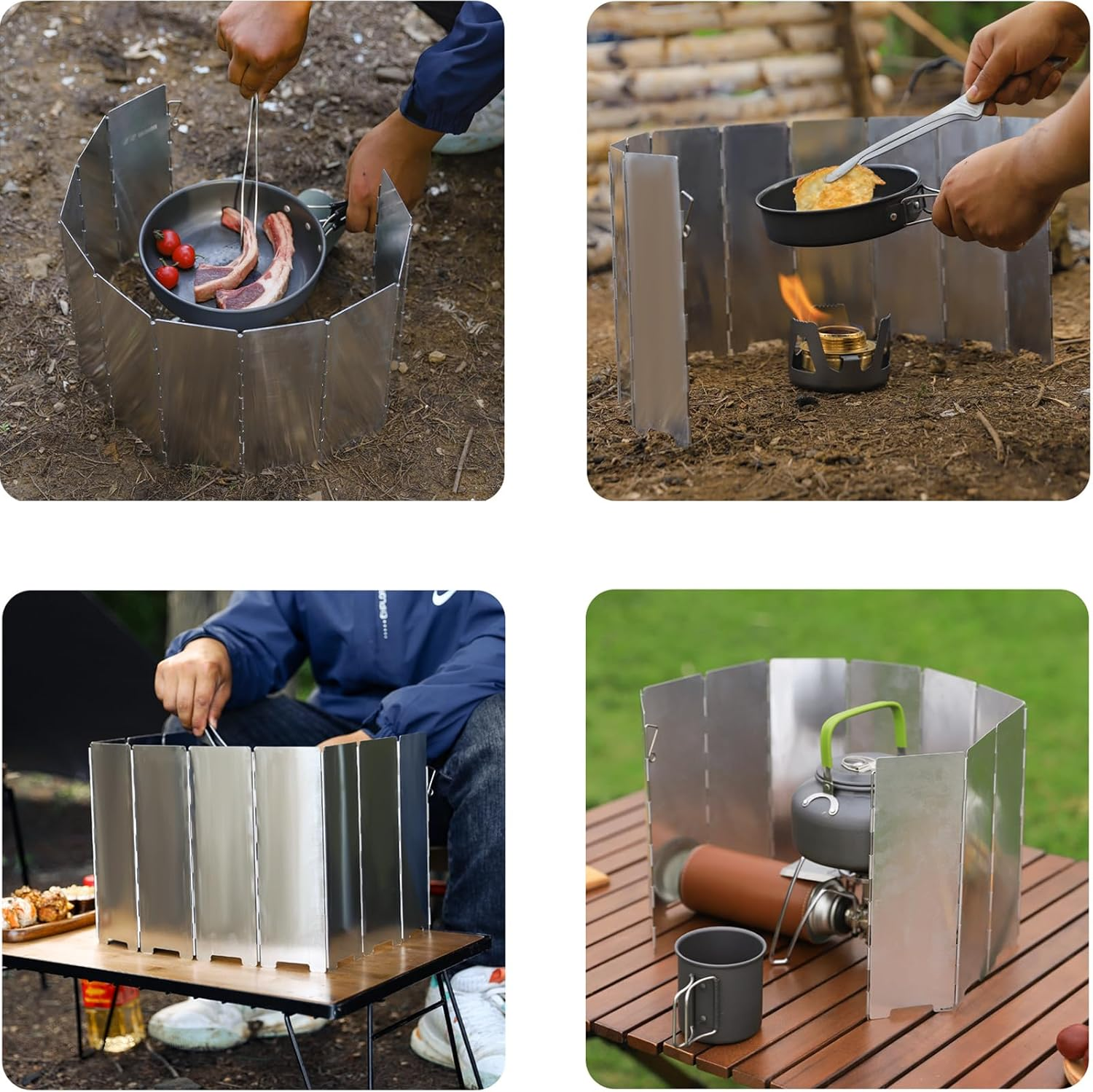 10 Plates Ultralight Folding Camp Stove Windscreen Portable Camping Stove Windshield for Use with Alcohol Stoves and Other Backpacking Stoves,Must for Outdoor Travel image number 3