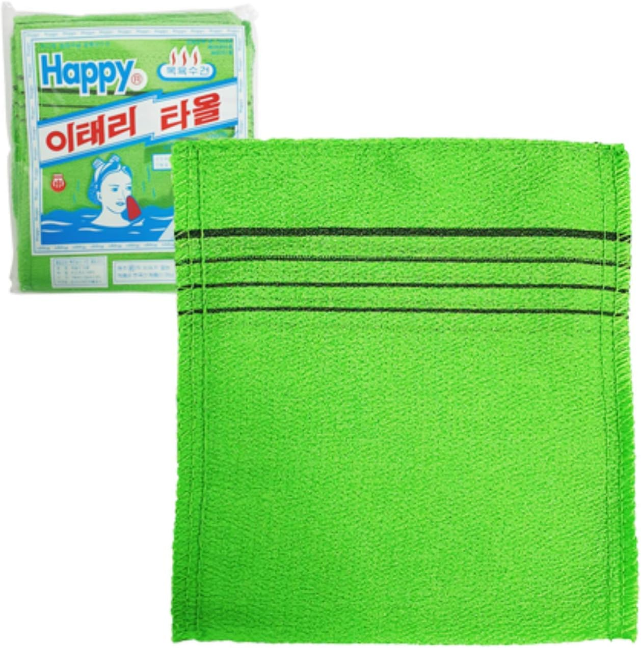 20 PCS Happy Korean Italy Towel Exfoliating Mitt Bath Washcloth Skin Body Scrub Viscose Made in Korea image number 2