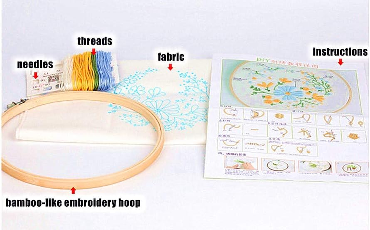 Awesocrafts Embroidery Kit, Wreath Lavender Plants Full Range of Embroidery Starter Kits for Beginners Adults Kids DIY Handmade Easy Patterns (Lavender) image number 2