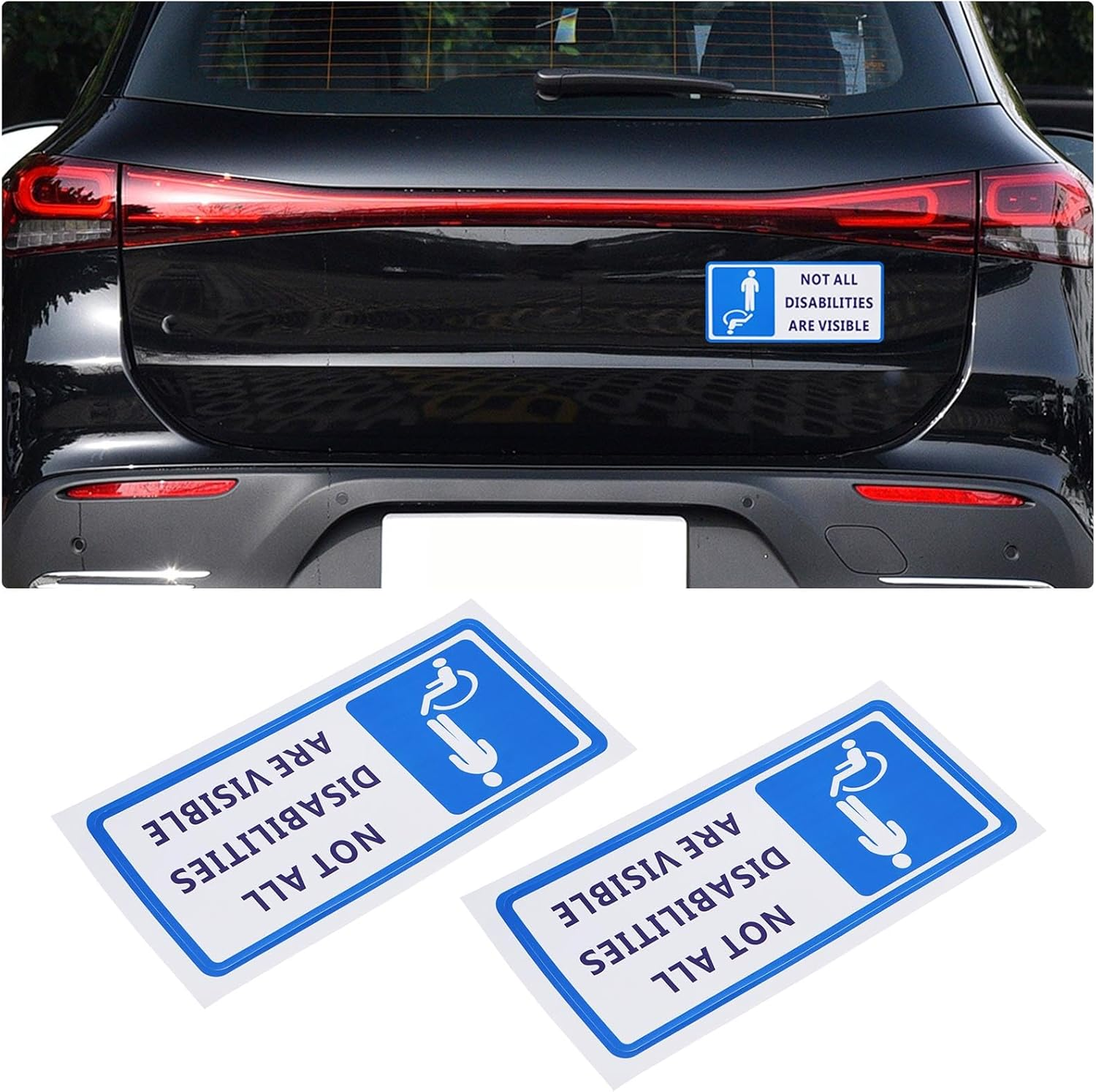 LT Easiyl 5PCS Warning Sign NOT All Disabilities Are Visible Sticker Large Sticker 90Mm X 200Mm for Transport and Public Safety Disabled Car Stickers image number 5