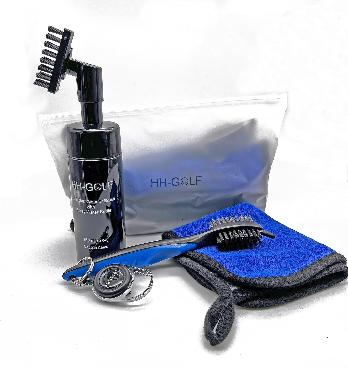 HH-GOLF Golf Club Cleaning Kit, Water Brush with Bottle, Towel and Cleaner Brush with Golf Club Groove Cleaner image number 1
