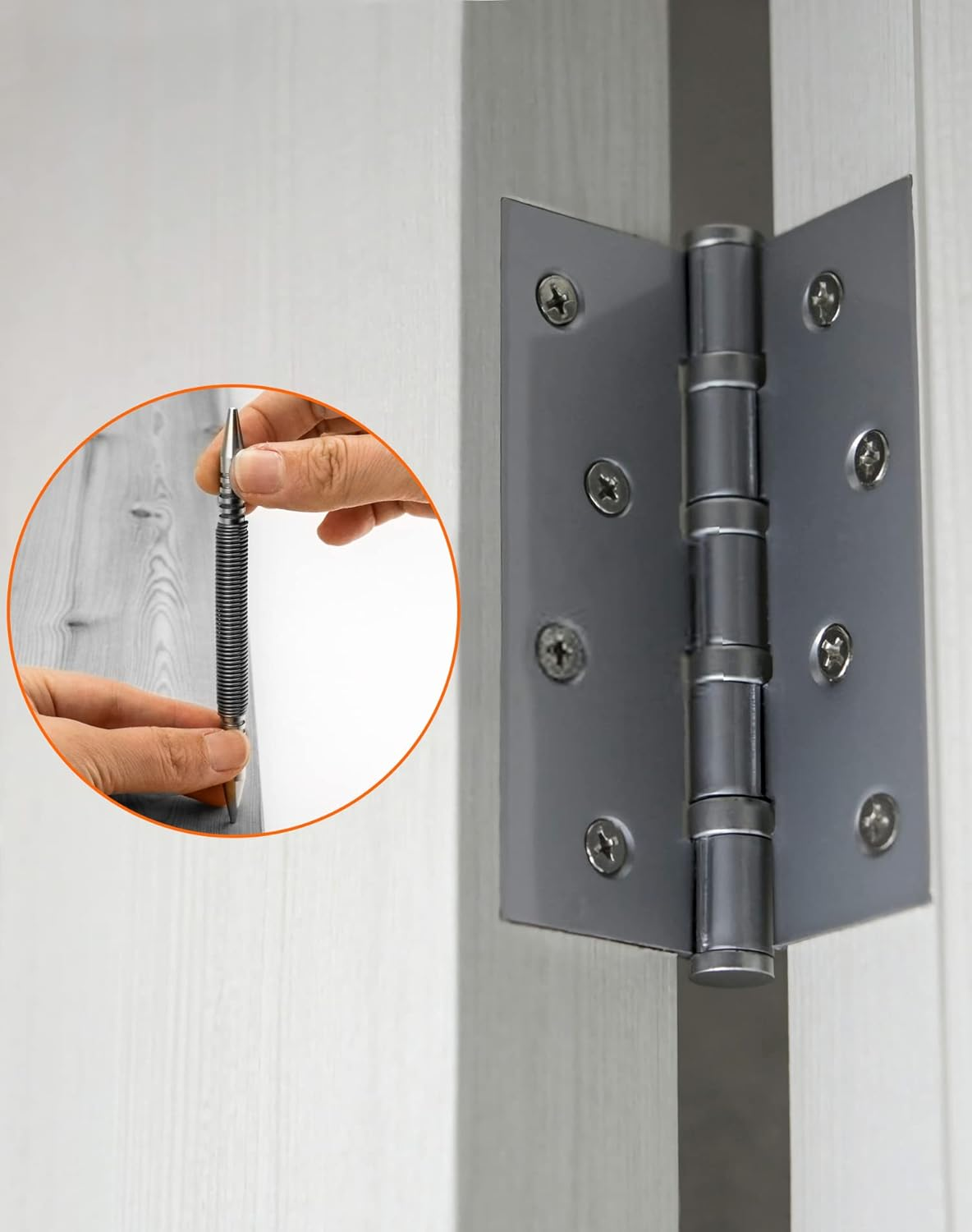 QWORK Pin Punches 1/32" & 1/16" Nail Set, Nail Setter and Hinge Pin Punch Set, 2 Pcs Double Head Spring Tool, 3500 PSI Strike Force Door Pin Removal Tool, image number 6