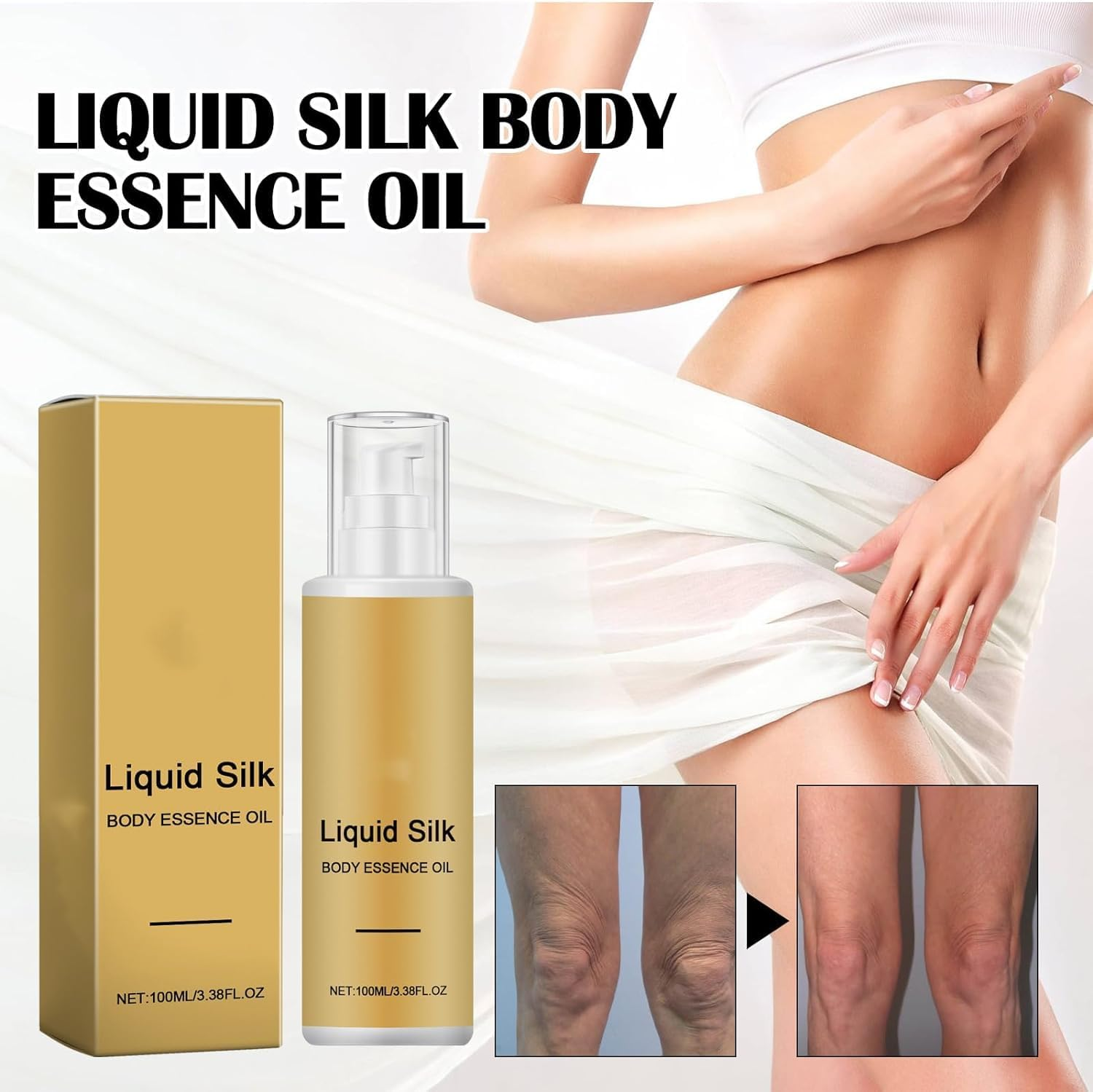 2PCS Liquid Silk Body Essence Oil, Silk Body Oil Liquid for anti Wrinkle, Firming Extract Body Lotion Tujante Liquid Silk Moisturizing Oil for Body and Hair image number 1