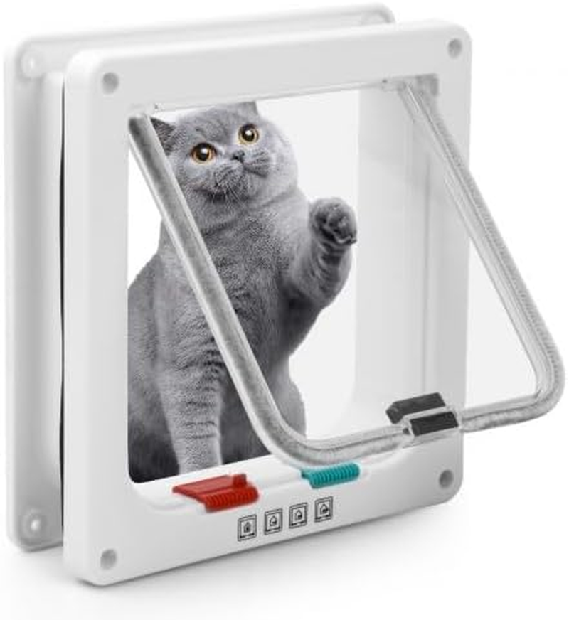 Cat Flap, 4-Way Locking Large Cat Door, Room Door, Weatherproof Cat Door, Cat Doors for Thin Door and Wall, Dog Door Window Magnetic Closure for Pets, Indoor Outdoor Door (M) image number 5