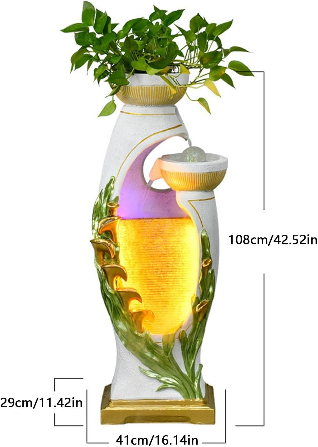 Outdoor Fountain Indoor Fountain, Creative Ornaments, Horseshoe Lotus Modern Fogging Water, Home/Office Decor(White) image number 4