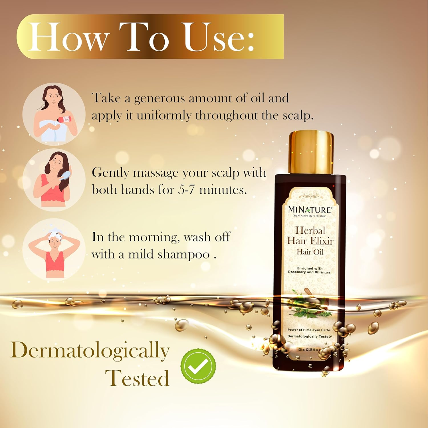 Mi Nature Elixir Oil | Power of Himalayan Herbs | Enriched with Rosemary, Brahmi, Bhringaraj Fenugreek | Dermatologically Tested |100Ml (3.38 Fl Oz) image number 5